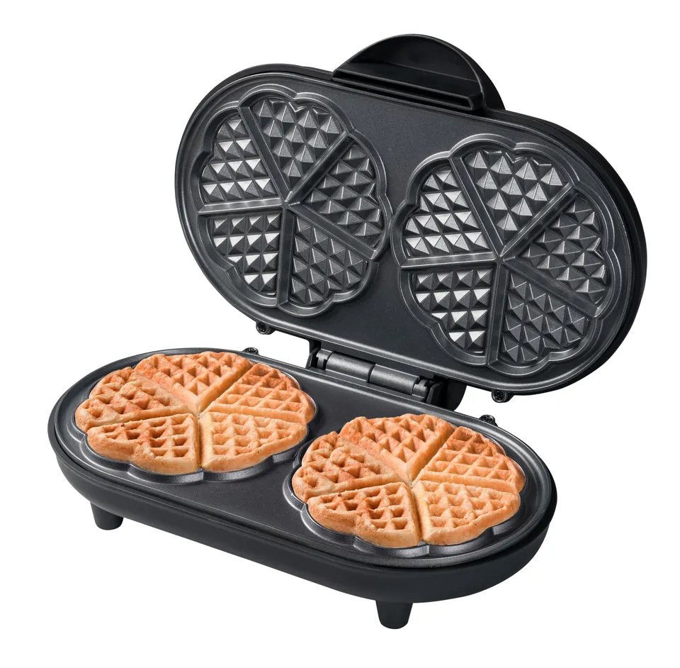 bestron-adwm1000bl-gaufrier-double-sweet-dreams-10-gaufres-en-forme-de-c-ur-anti image 1