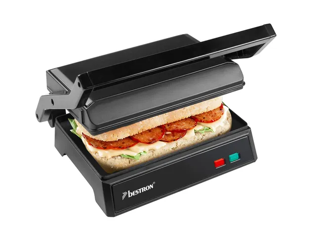 bestron-apm123z-grill-de-contact-panini-1000-w-plaques-rainur-es-22-5-x-14-cm-an image 1
