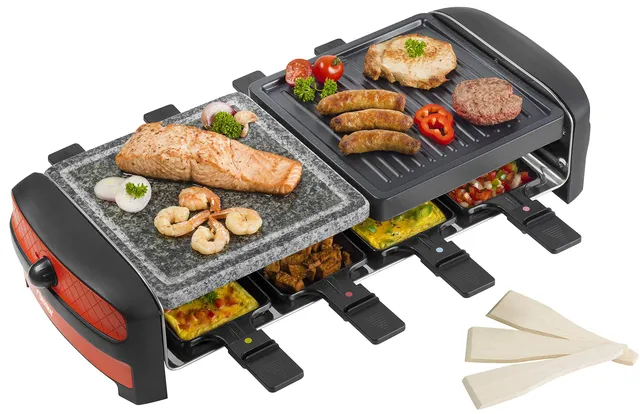 bestron-arc800-gril-raclette-lectrique-2-plaques-antiadh-sives-et-pierre-pour-8- image 1
