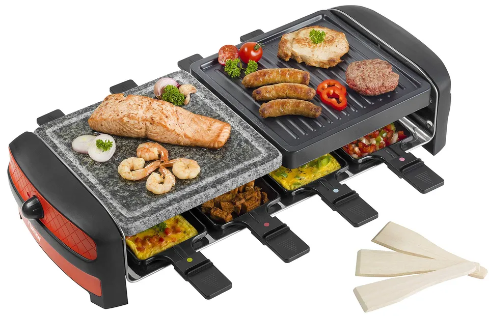 bestron-arc800-gril-raclette-lectrique-2-plaques-antiadh-sives-et-pierre-pour-8- image 1