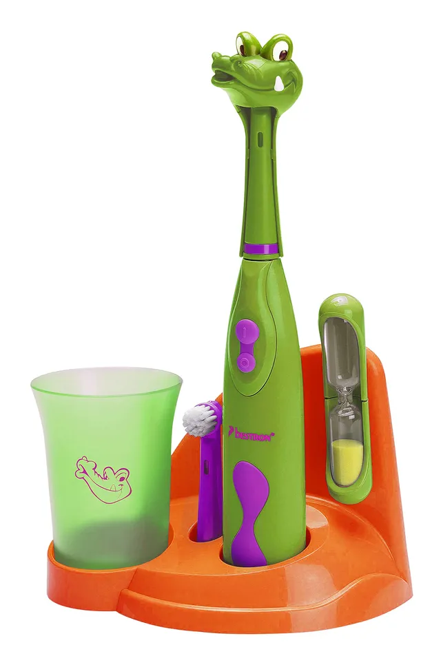 bestron-dsa3500a-brosse-dents-lectrique-enfant-crazy-croc-3000-rotations-min-set image 1