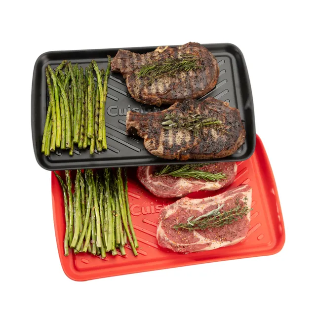 cuisinart-plateaux-bbq-en-m-lamine-lot-de-2-rouge-noir-46-x-37-cm-code-couleur-c image 1