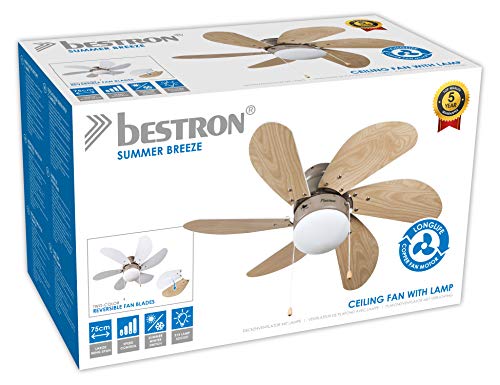 bestron-dc30t-ventilateur-de-plafond-avec-lampe-75-cm-50-w-3-vitesses-rable-blan image 8