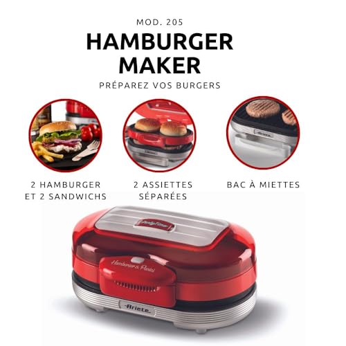 ariete-party-time-205-machine-hamburgers-lectrique-1200-w-avec-deux-plaques-anti image 8
