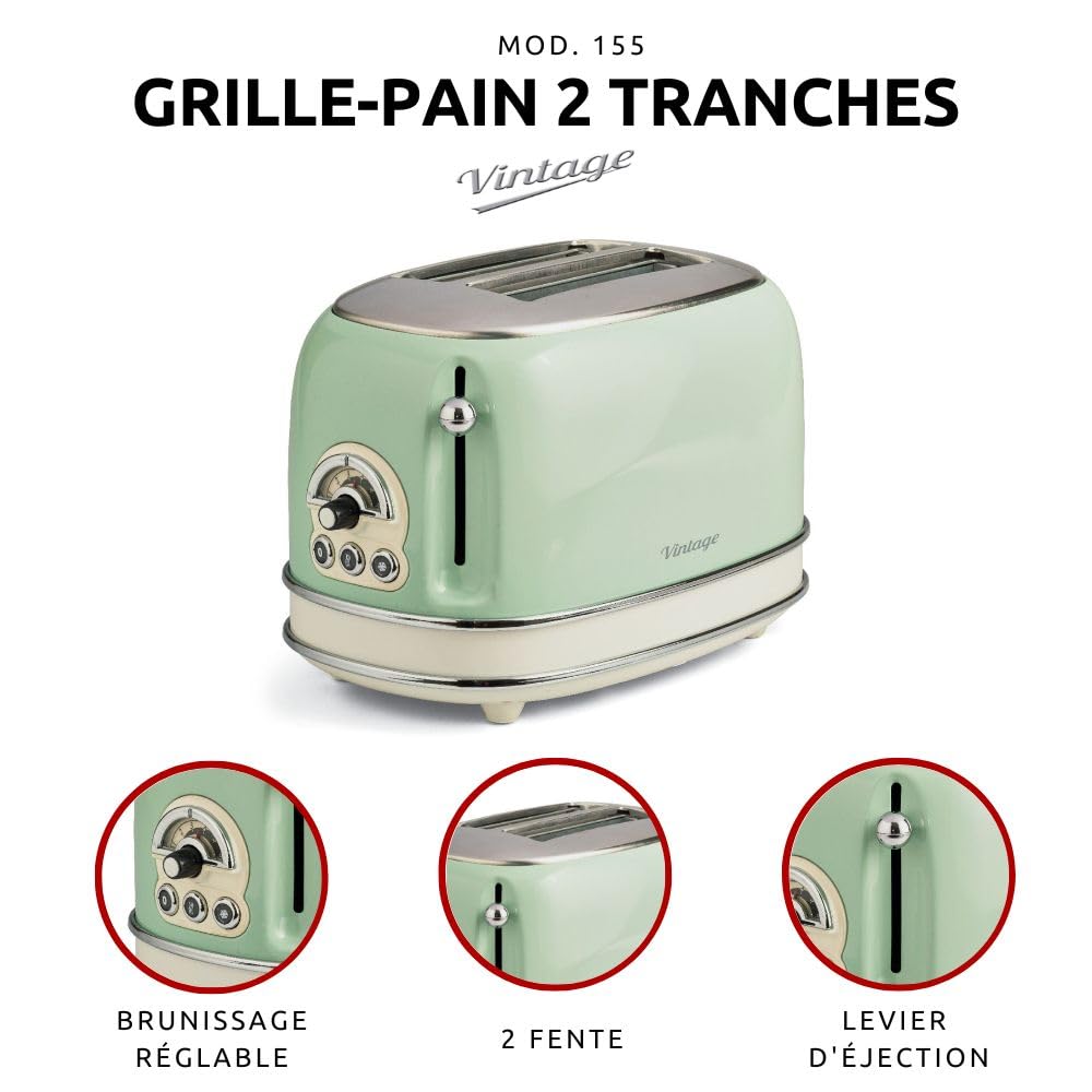 ariete-vintage-155-grille-pain-2-tranches-6-niveaux-de-grillage-jection-automati-2 image 3