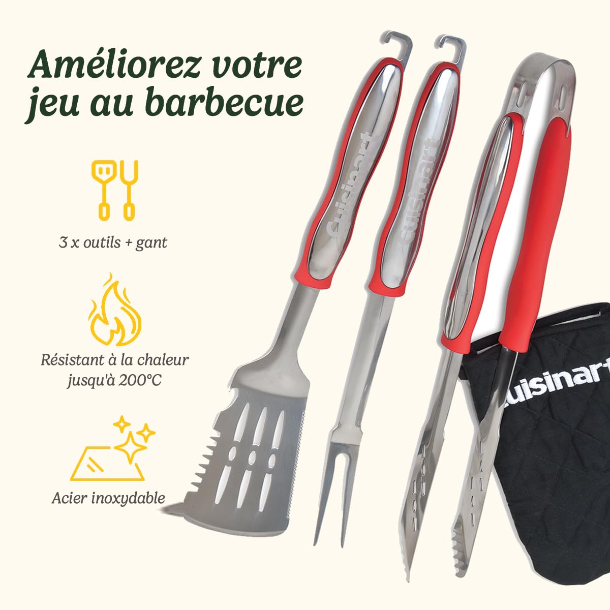 cuisinart-ensemble-3-outils-bbq-avec-gant-spatule-fourchette-pinces-inox-45-cm-g image 2