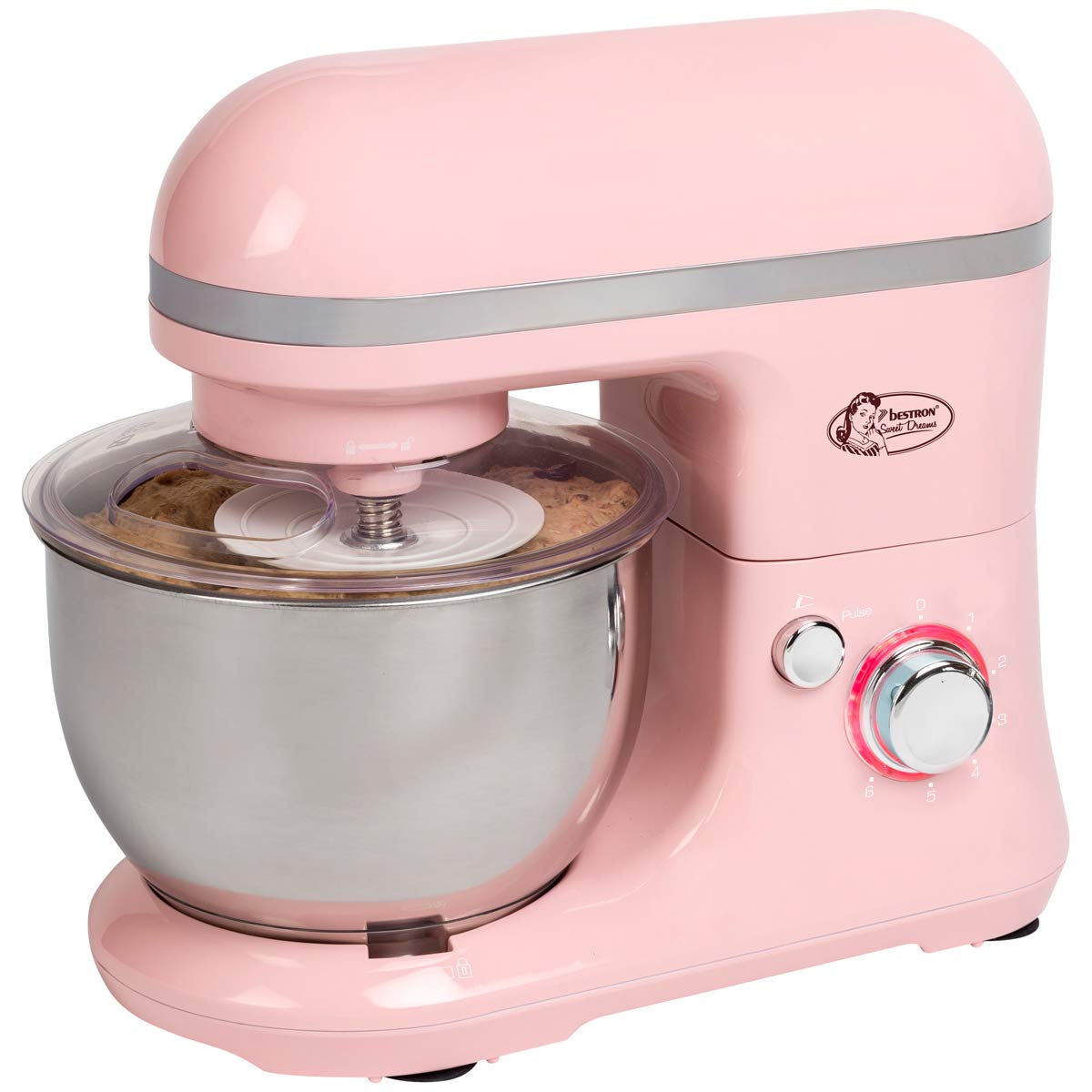 bestron-sweet-dreams-akm900sdp-robot-de-cuisine-r-tro-1000-w-fouet-batteur-croch image 5