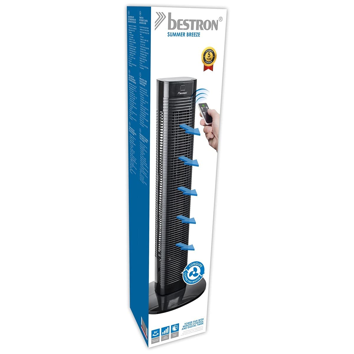 bestron-aft80zrc-ventilateur-colonne-oscillant-avec-minuterie-8-h-t-l-commande-e image 8