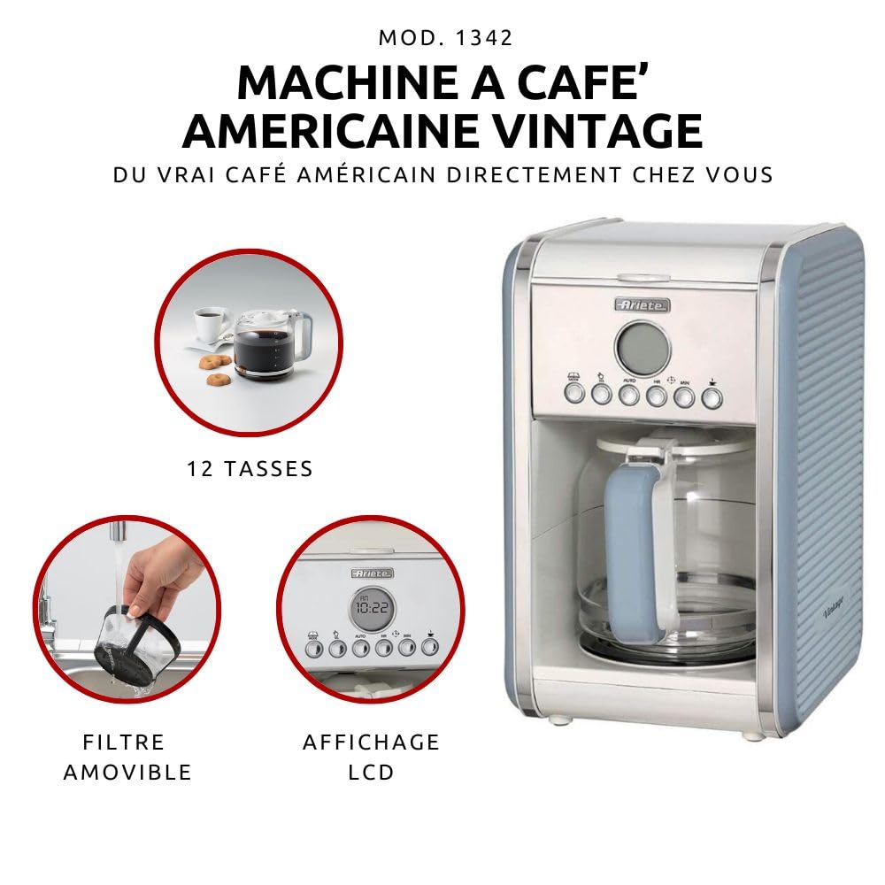 ariete-vintage-1342-machine-caf-americano-filtre-carafe-verre-tremp-1-5-l-jusqu- image 2