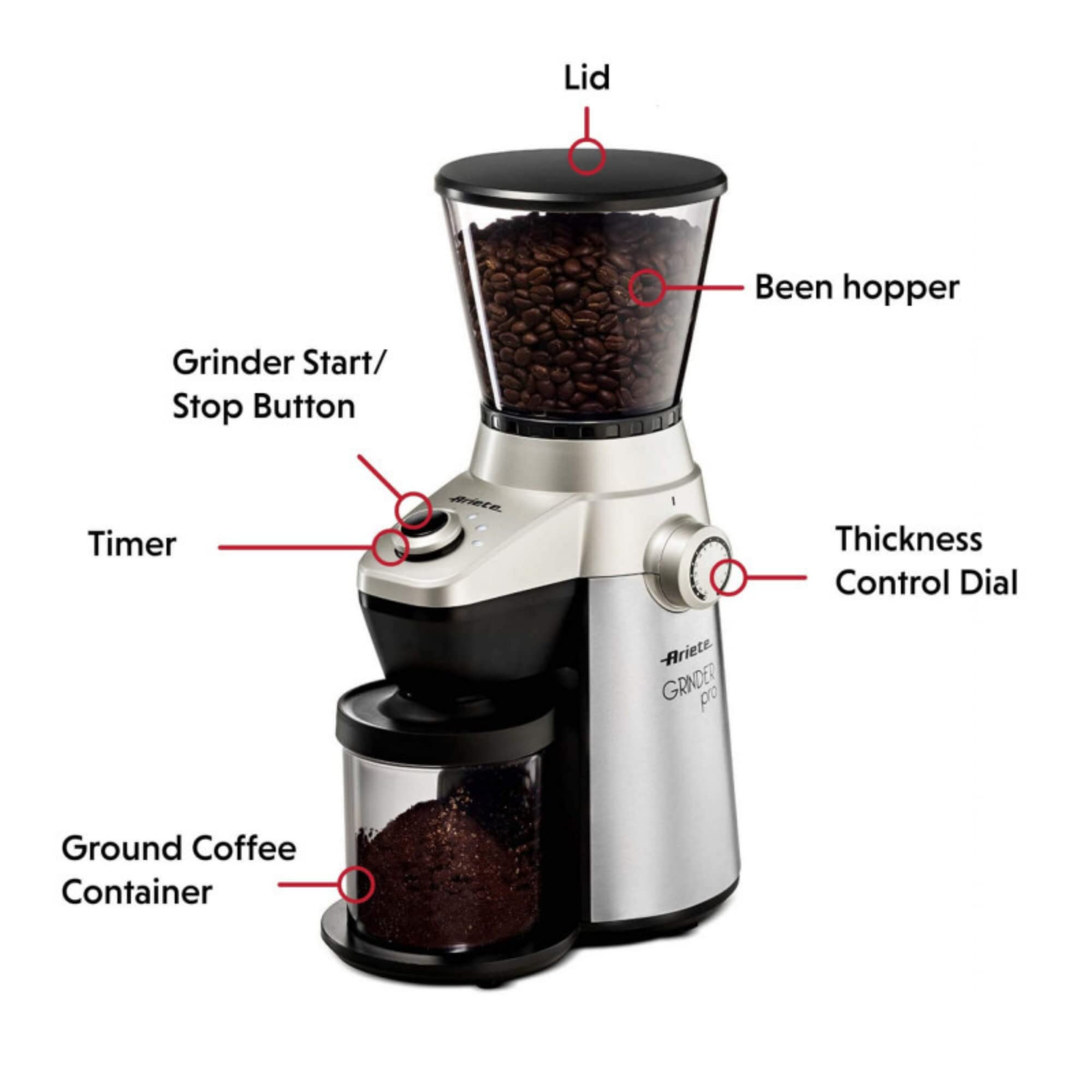 ariete-3017-grinder-pro-moulin-caf-lectrique-broyeur-conique-inox-15-niveaux-de- image 4