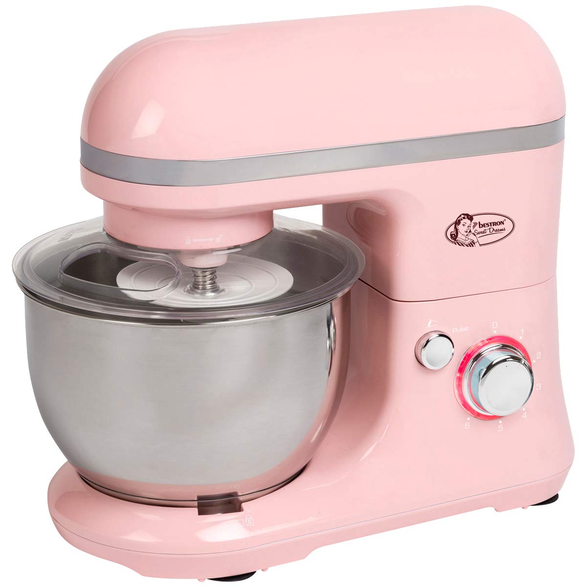 bestron-sweet-dreams-akm900sdp-robot-de-cuisine-r-tro-1000-w-fouet-batteur-croch image 3