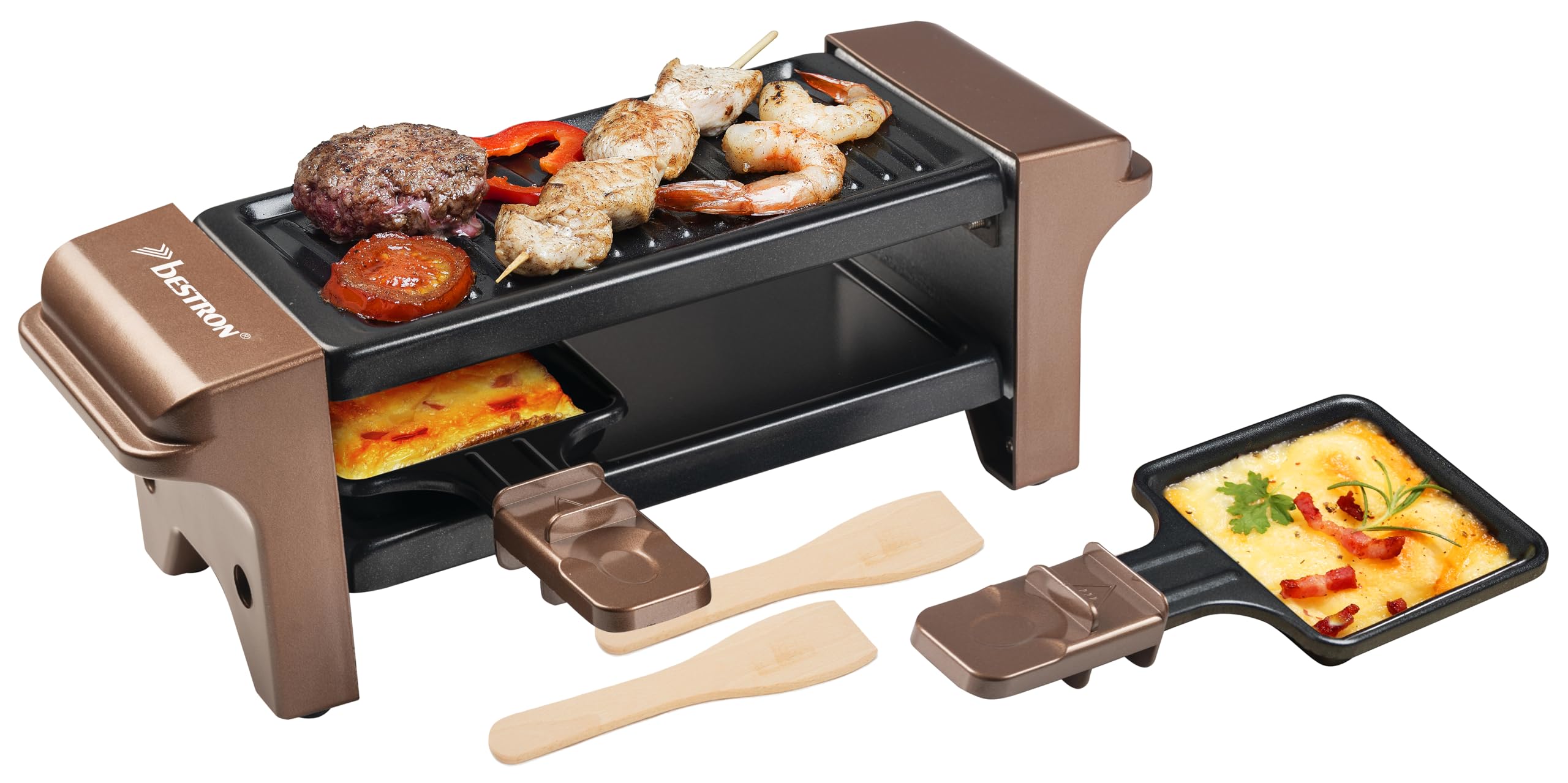 bestron-agr102-appareil-raclette-mini-grill-1-2-personnes-avec-2-po-lons-antiadh image 4