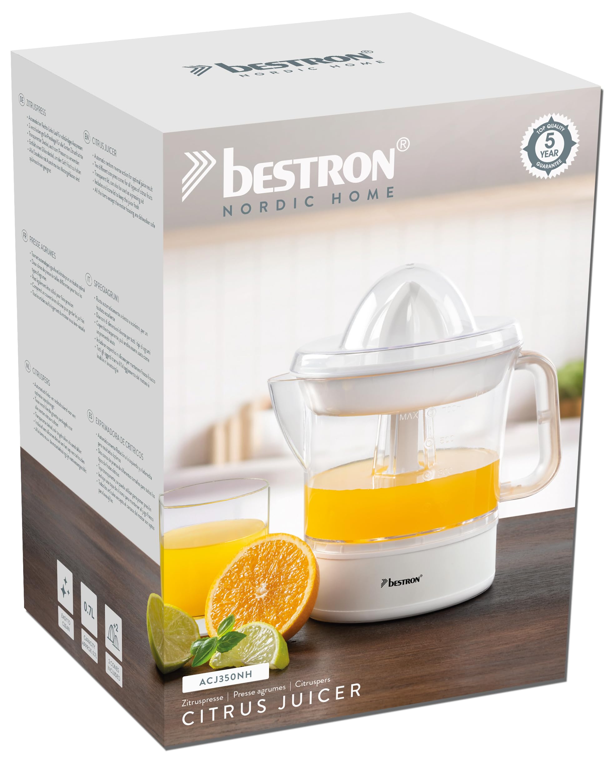 bestron-acj350nh-presse-agrumes-lectrique-nordic-home-0-7-l-2-c-nes-de-pressage- image 5