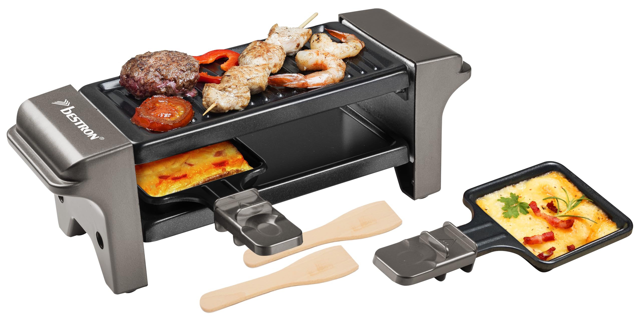 bestron-agr102-appareil-raclette-mini-grill-1-2-personnes-avec-2-po-lons-antiadh image 3