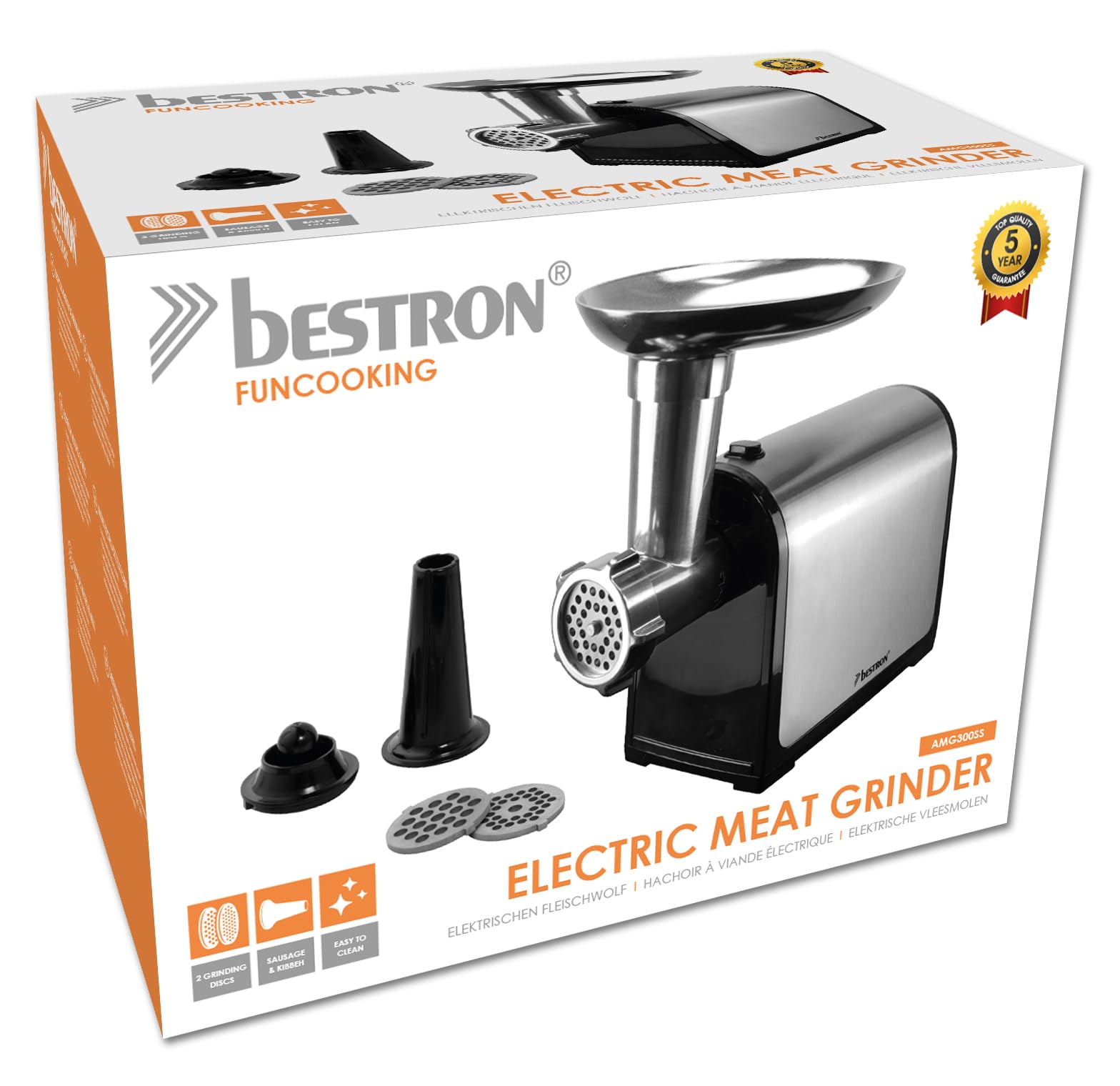 bestron-amg300ss-hachoir-viande-lectrique-1300-w-avec-2-disques-en-acier-inoxyda image 6