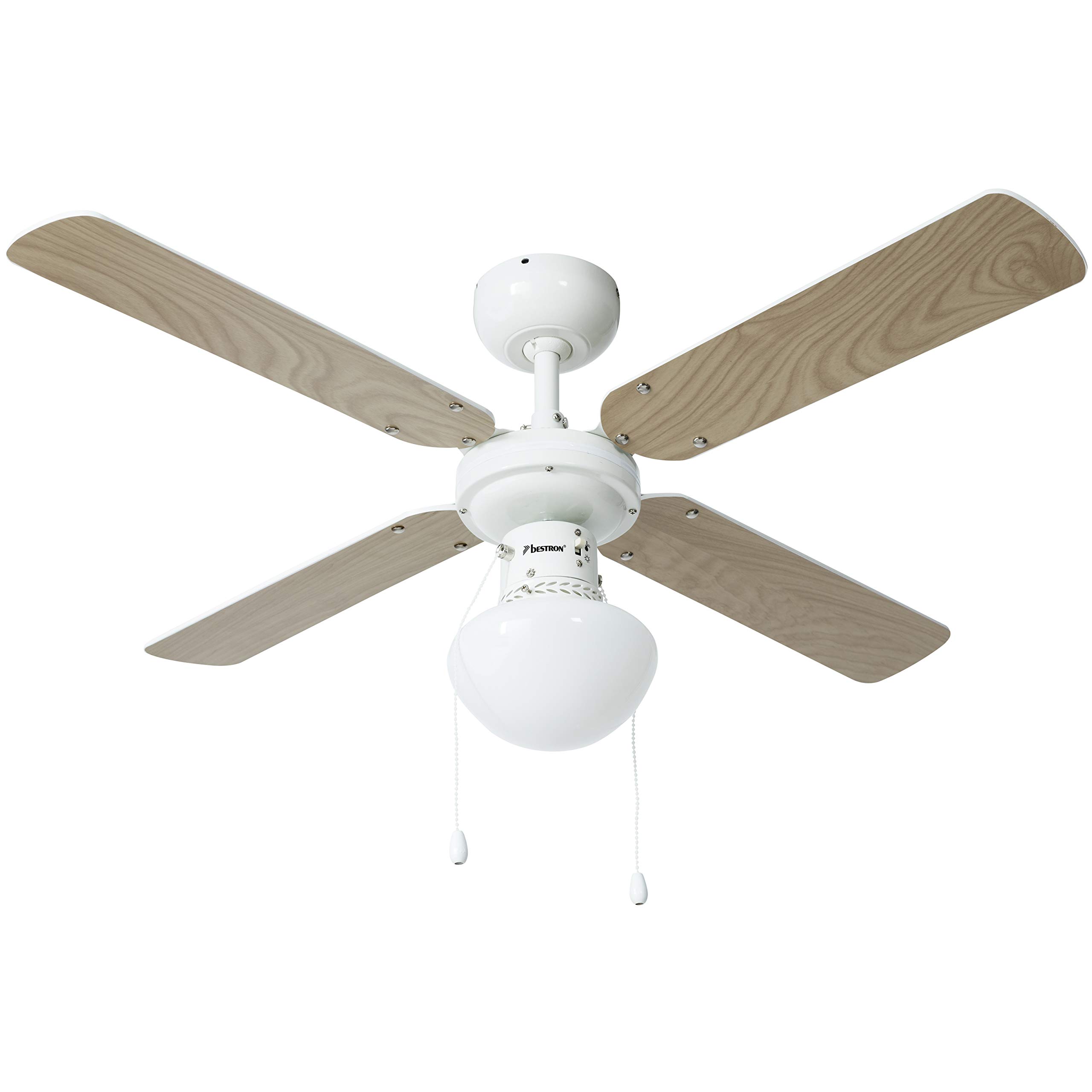 bestron-dhb42w-ventilateur-de-plafond-avec-lampe-102-cm-50-w-blanc-rable-4-pales image 2