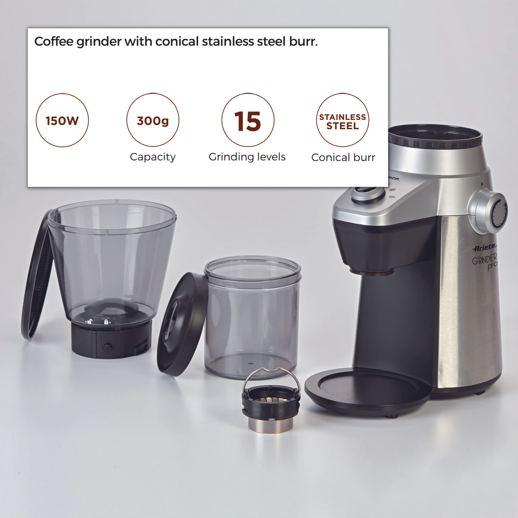 ariete-3017-grinder-pro-moulin-caf-lectrique-broyeur-conique-inox-15-niveaux-de- image 5