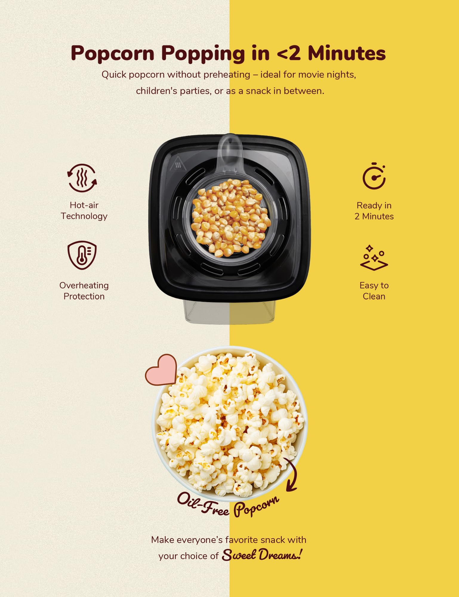 bestron-apc200b-machine-pop-corn-air-chaud-sans-huile-avec-10-sacs-popcorn-et-ta image 4