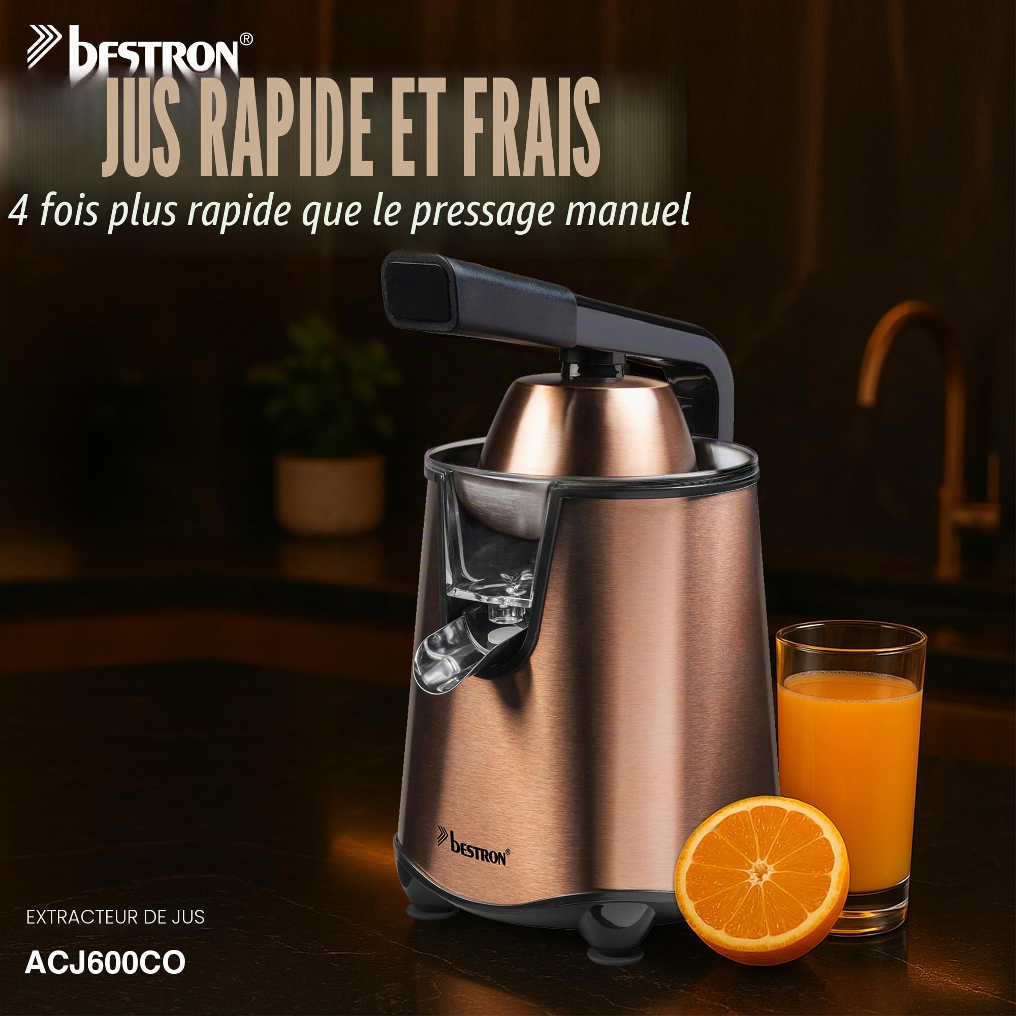 bestron-acj600co-presse-agrumes-lectrique-avec-levier-soft-press-bec-anti-goutte image 2