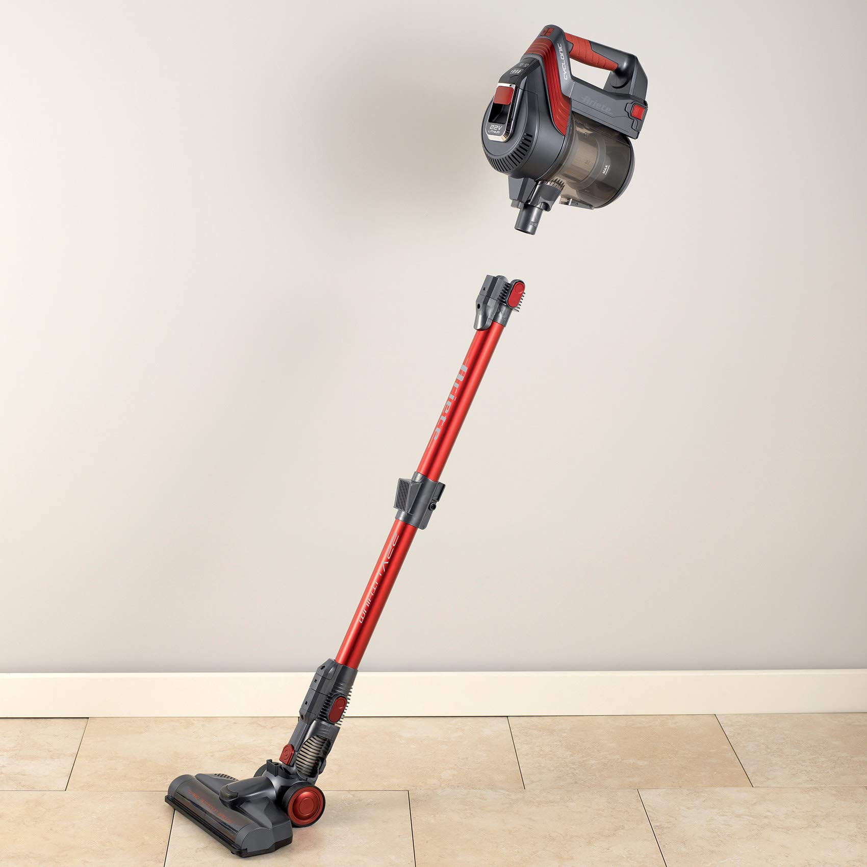 ariete-2763-balai-lectrique-2-en-1-sans-fil-22-v-cyclonique-sans-sac-aspirateur- image 8
