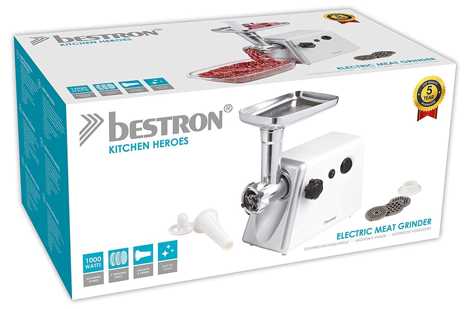 bestron-amg600-hachoir-viande-lectrique-1000-w-3-disques-de-coupe-accessoires-sa image 7