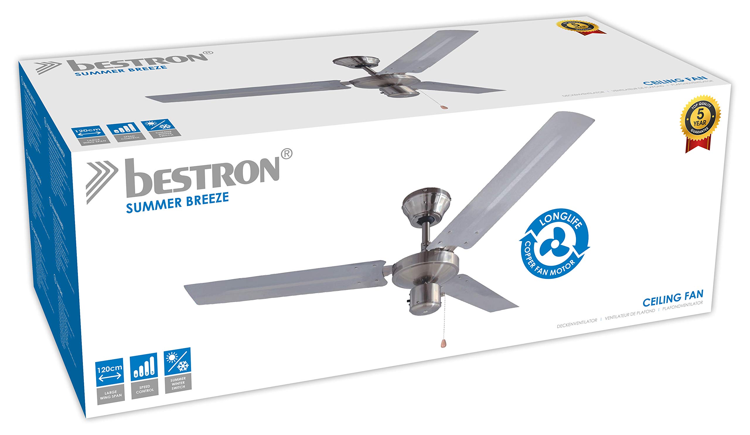 bestron-dt48c-ventilateur-de-plafond-silencieux-120-cm-en-acier-inoxydable-3-vit image 5