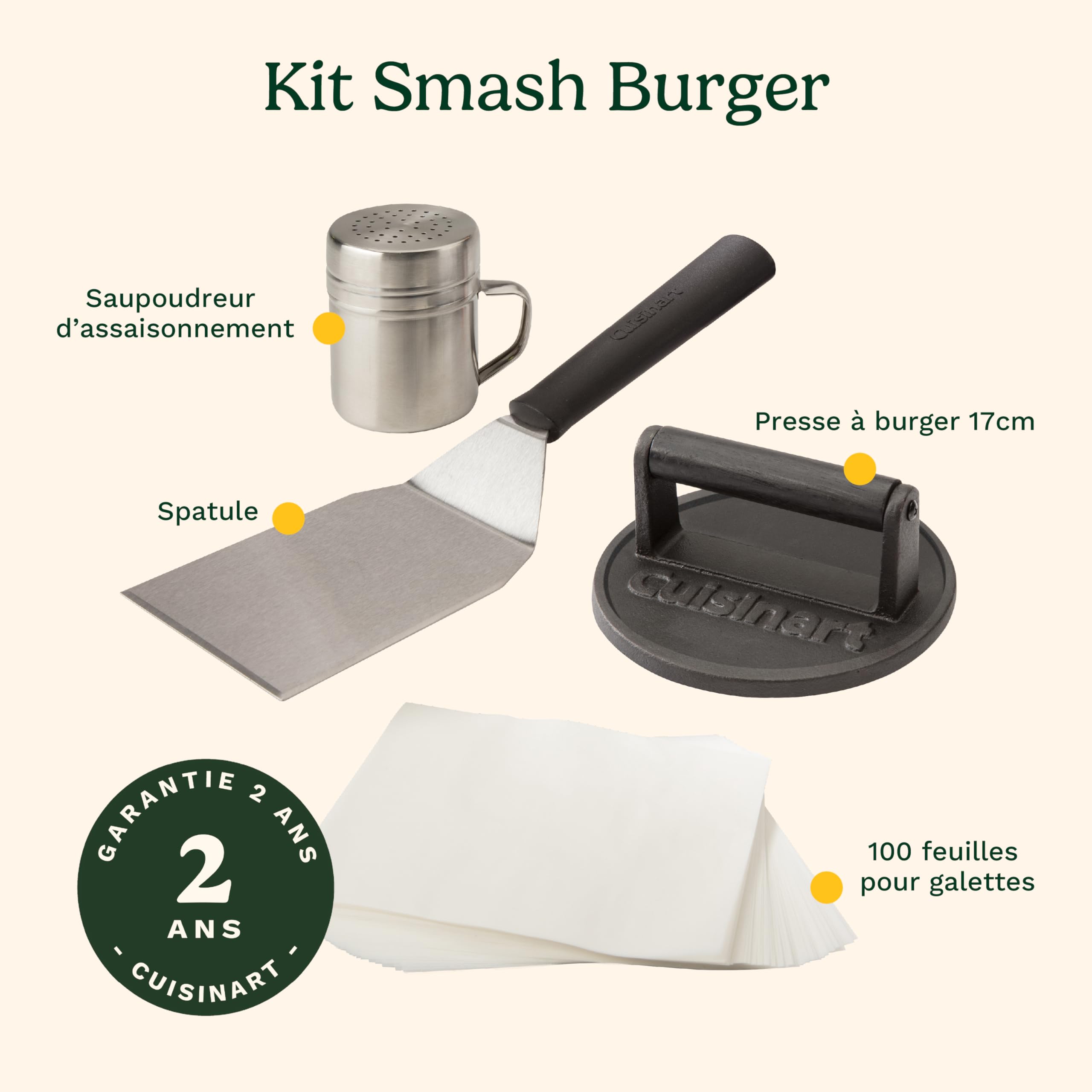 cuisinart-kit-presse-burger-fonte-17-cm-smash-burger-avec-spatule-et-feuilles-an image 7