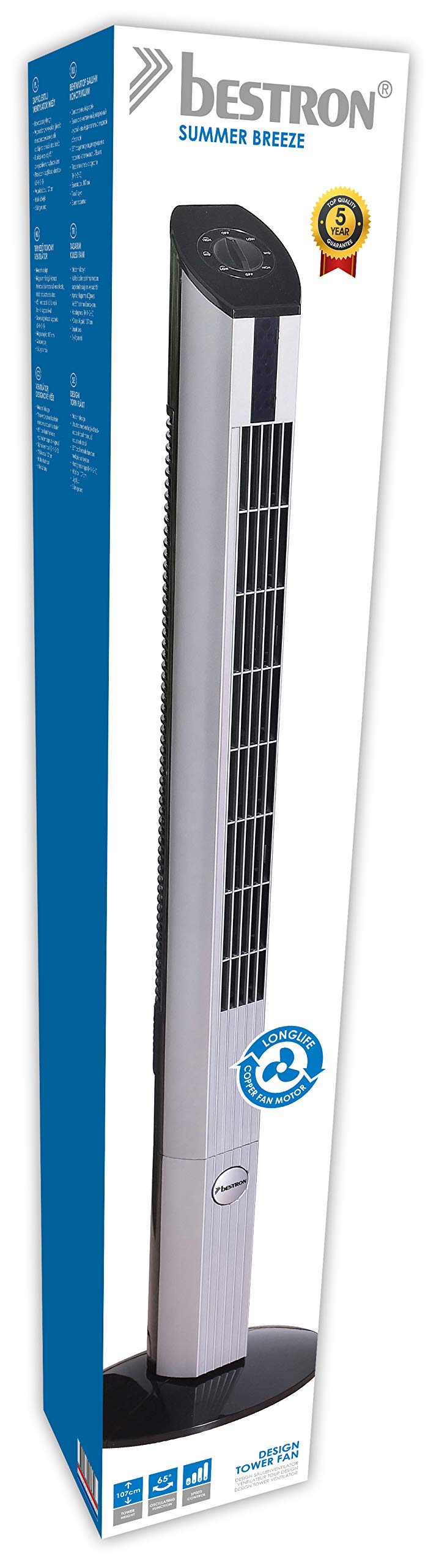 bestron-dft430-ventilateur-colonne-oscillant-107-cm-3-vitesses-oscillation-65-50 image 3