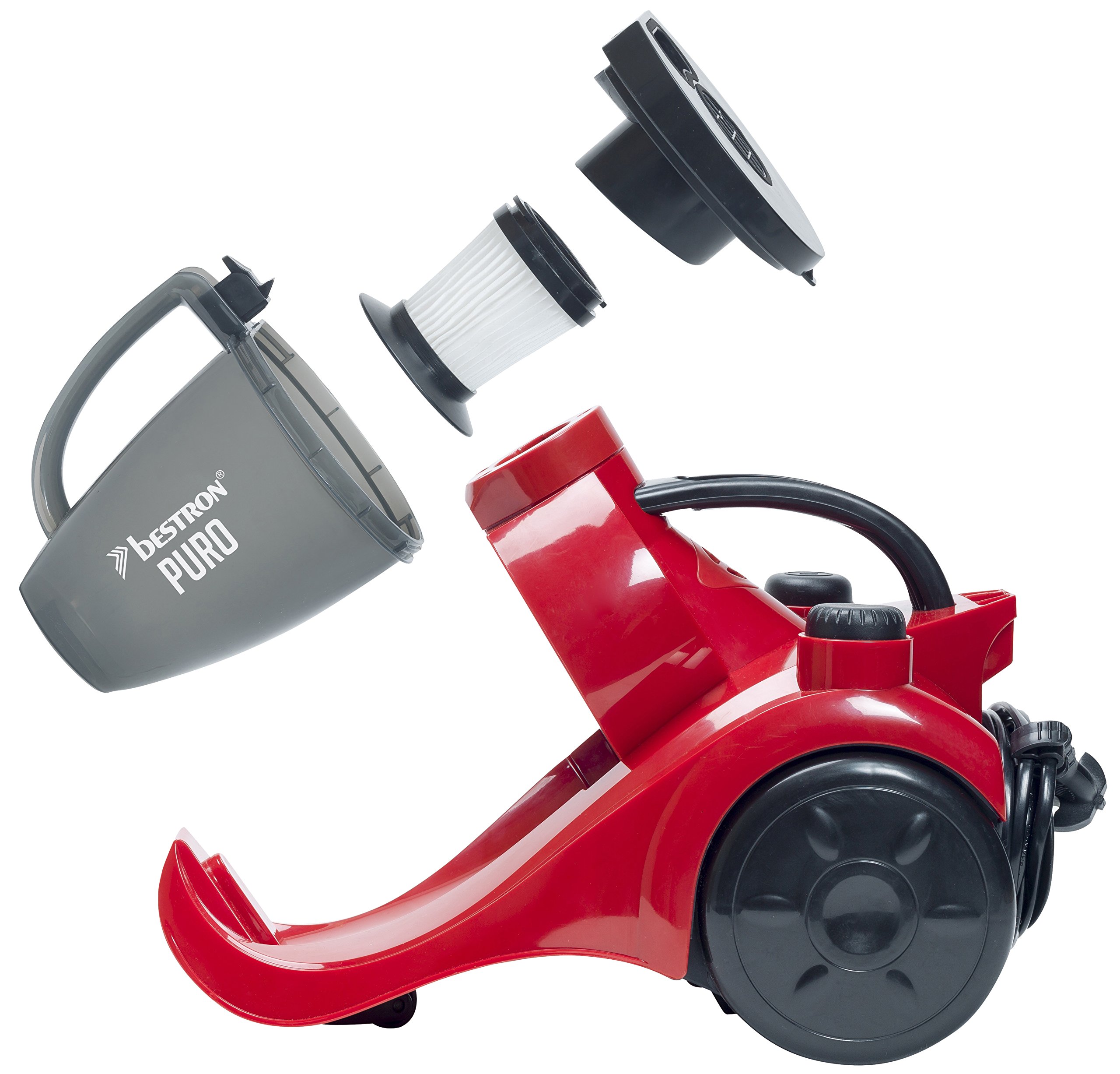 bestron-aspirateur-tra-neau-sans-sac-700-w-capacit-1-l-rayon-d-action-7-5-m-roug image 3