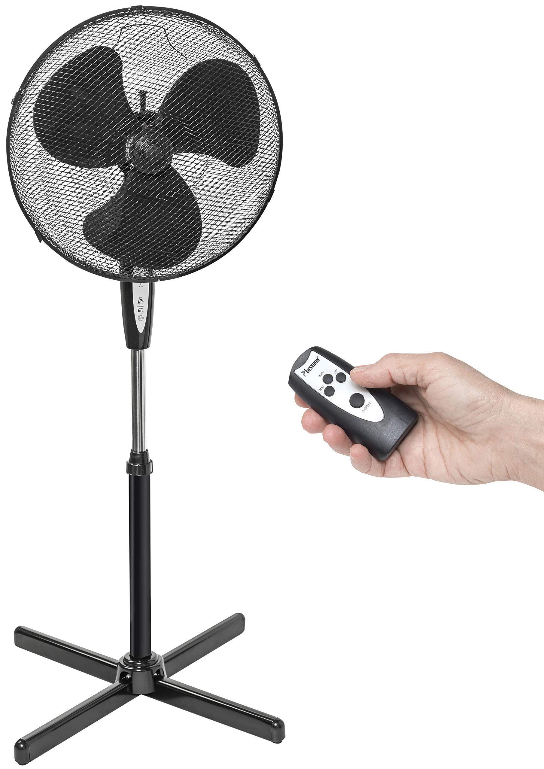 bestron-asv45zr-ventilateur-sur-pied-noir-45-cm-3-vitesses-oscillation-75-hauteu image 2