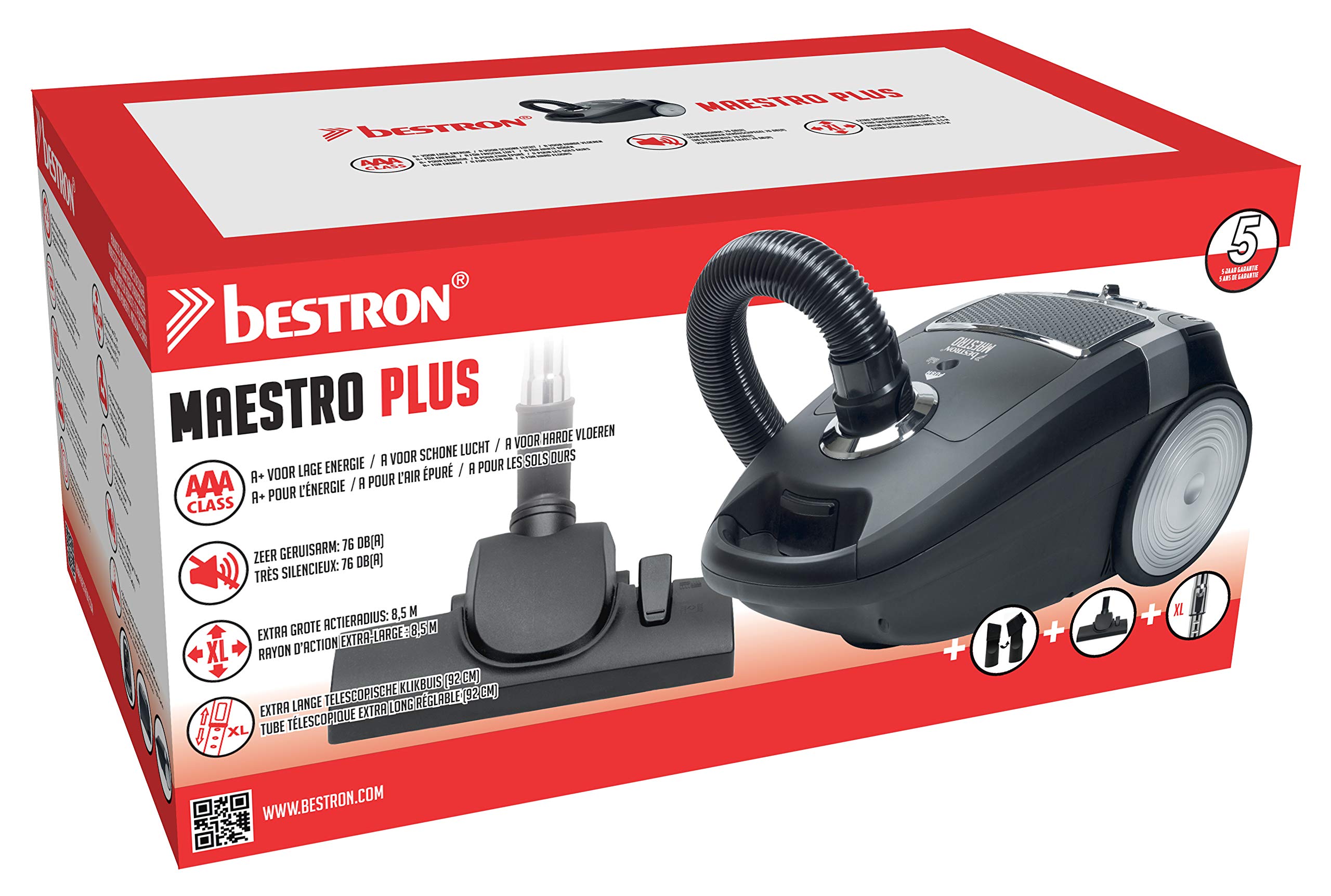 bestron-abg850bce-aspirateur-tra-neau-avec-sac-1-7-l-filtre-hepa-h13-76-db-a-ray image 6