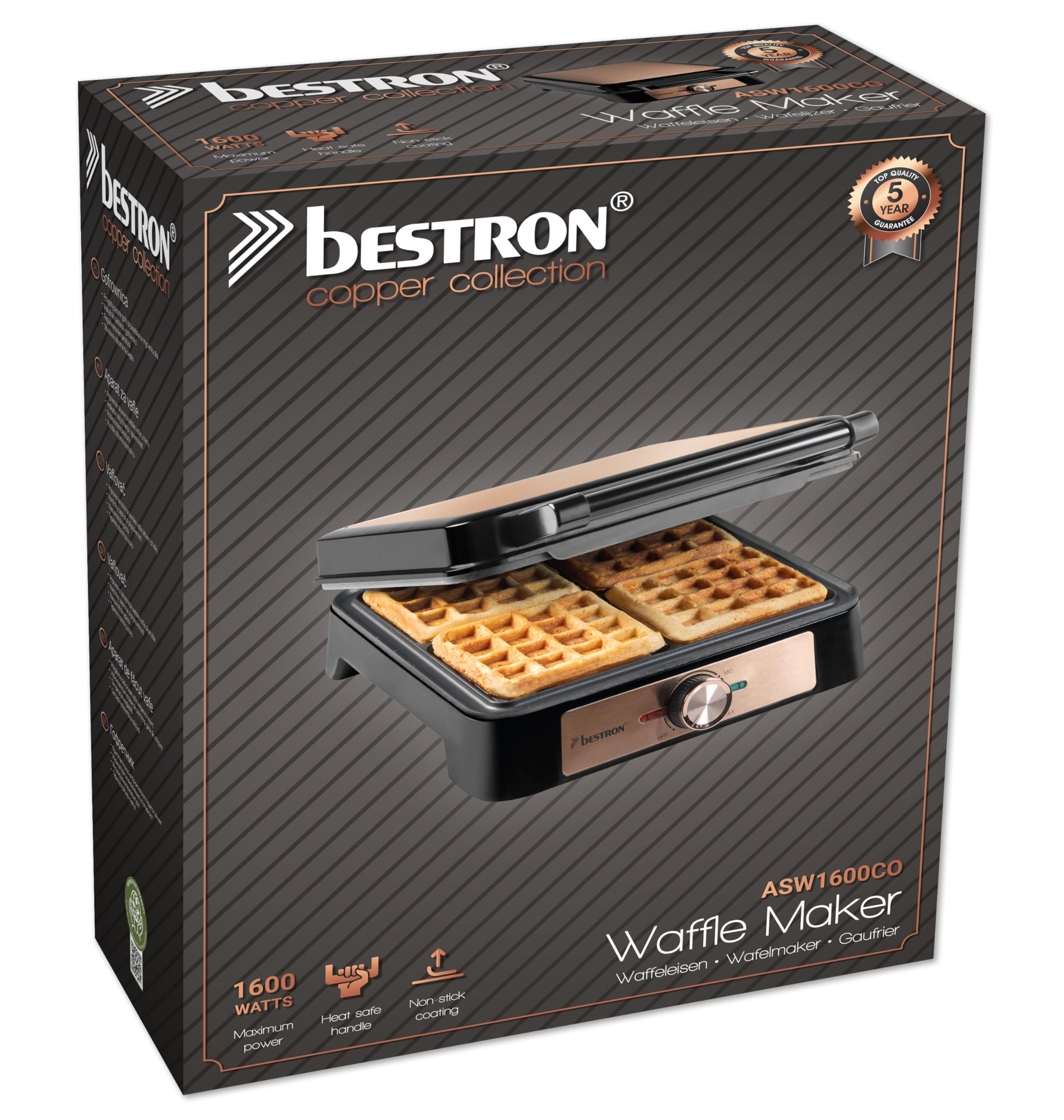 bestron-asw1600co-gaufrier-belge-collection-copper-4-gaufres-10-10-cm-1600-w-aci image 7