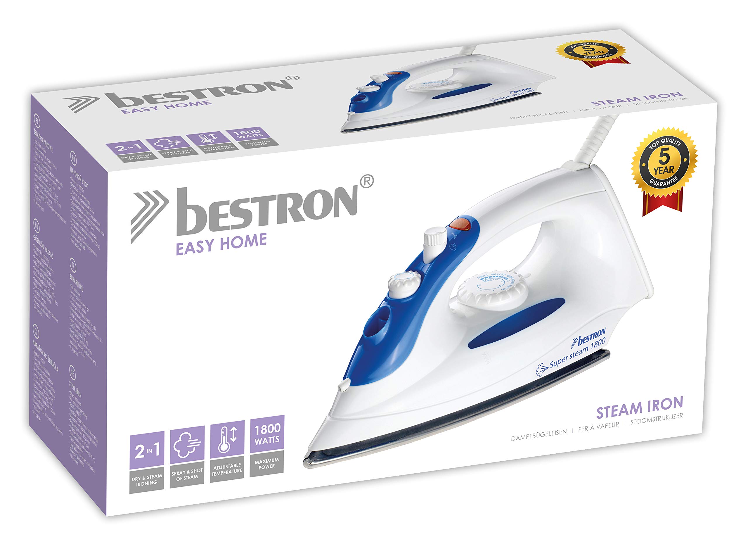 bestron-aea6088-fer-vapeur-easy-home-1800-w-semelle-en-acier-inoxydable-d-bit-12 image 4