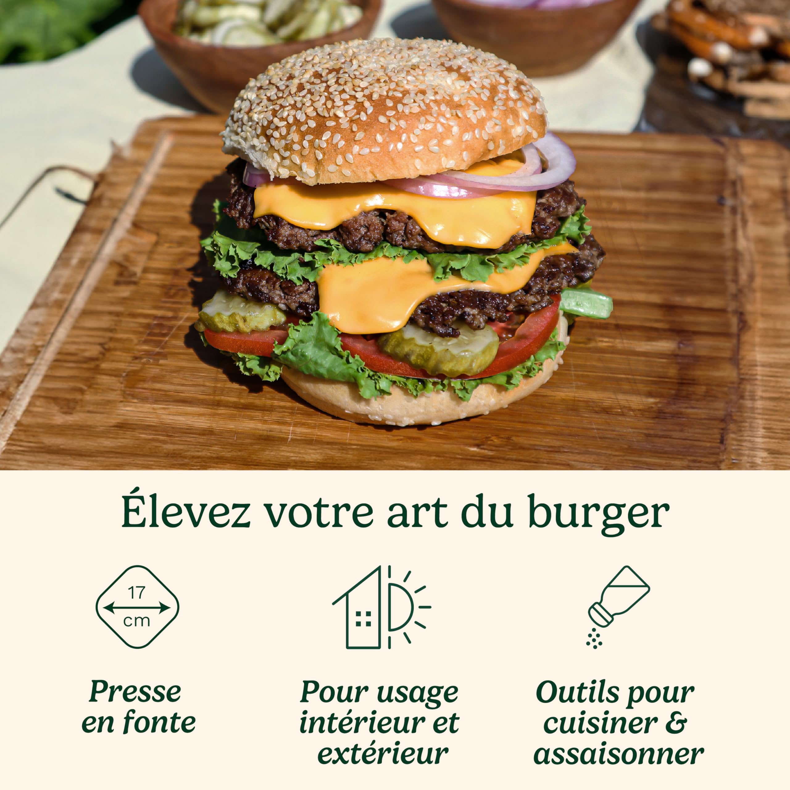 cuisinart-kit-presse-burger-fonte-17-cm-smash-burger-avec-spatule-et-feuilles-an image 2
