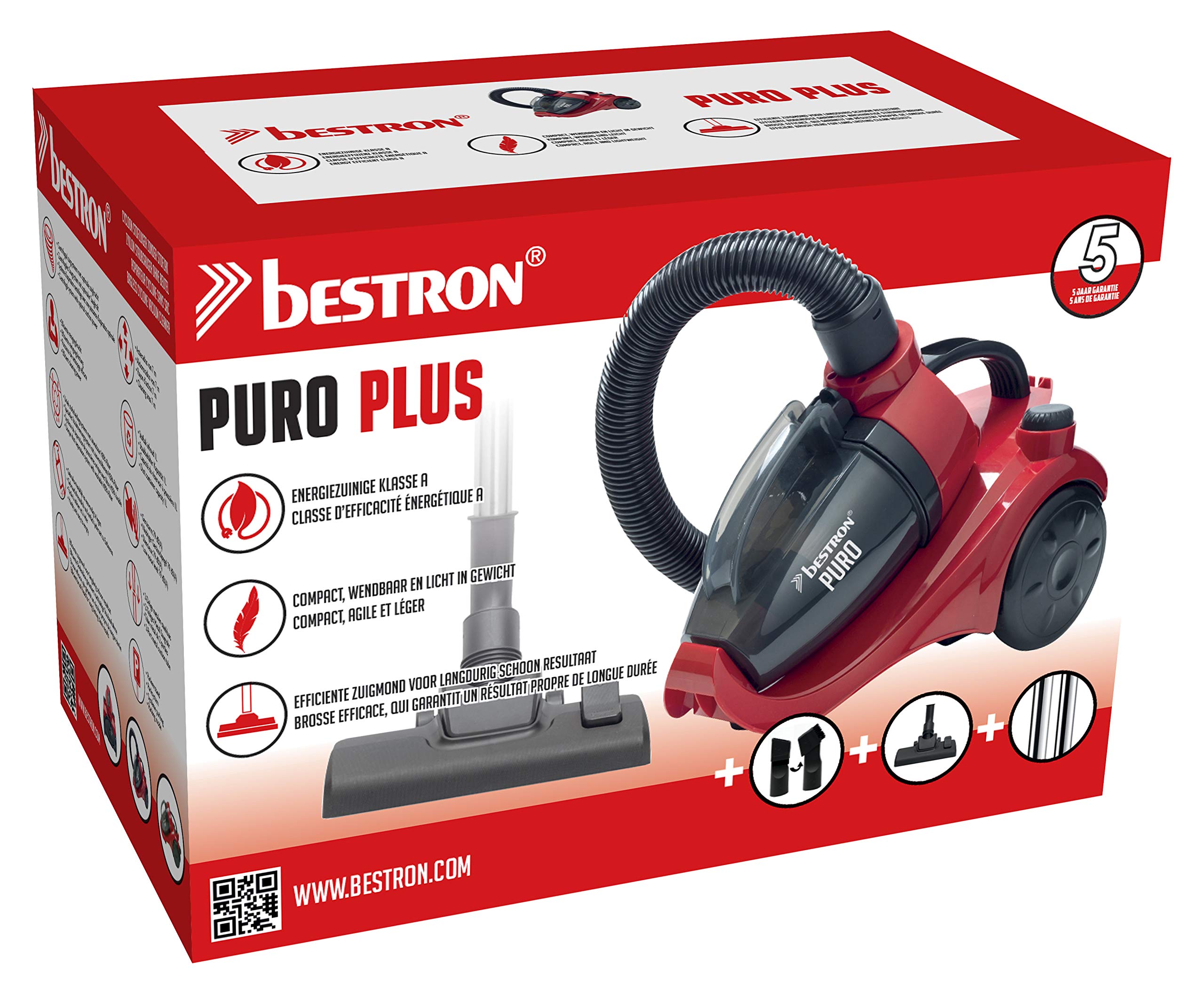 bestron-aspirateur-tra-neau-sans-sac-700-w-capacit-1-l-rayon-d-action-7-5-m-roug image 6