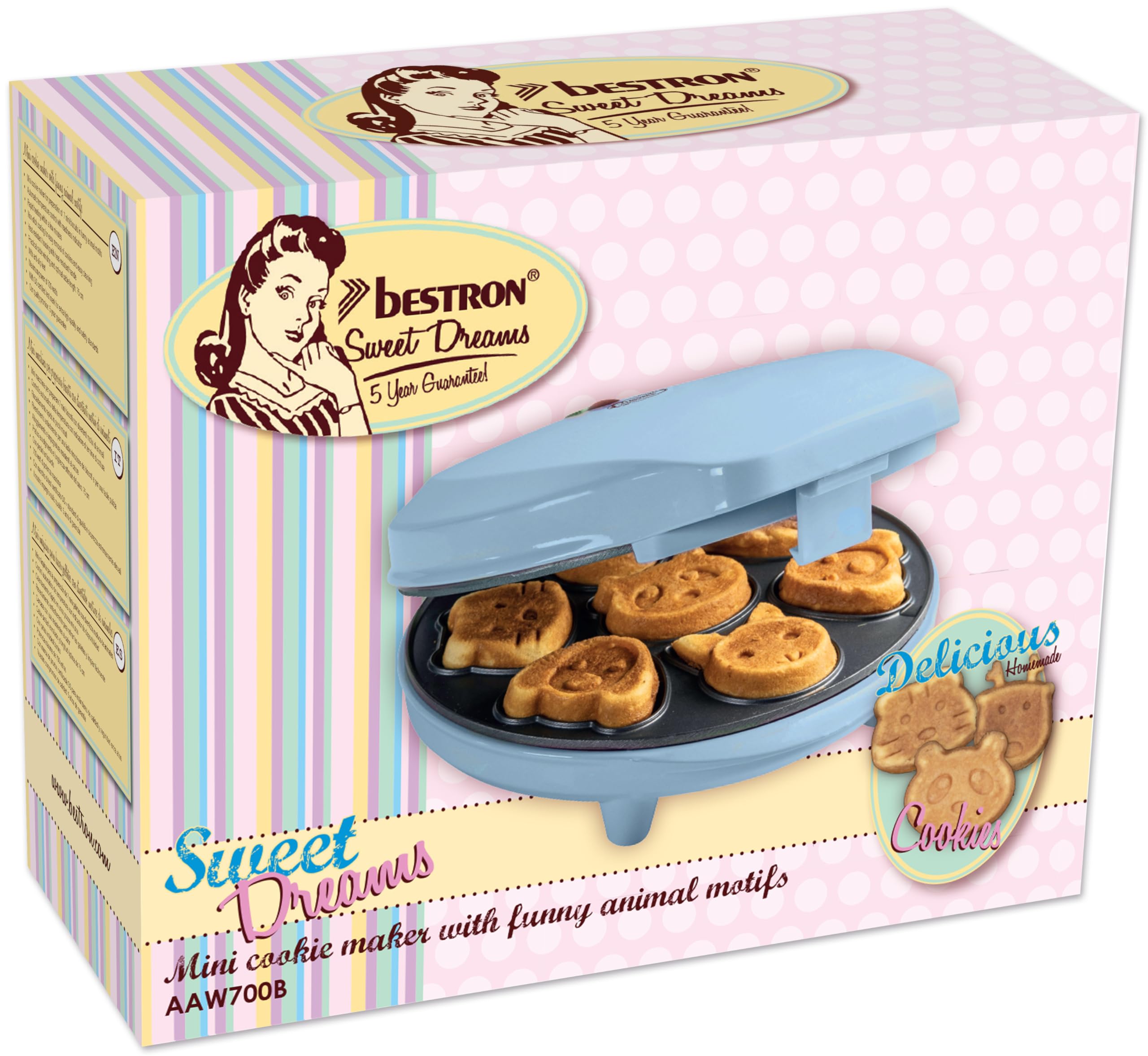 bestron-aaw700b-appareil-mini-cookies-aux-motifs-d-animaux-7-biscuits-gaufr-s-70 image 5