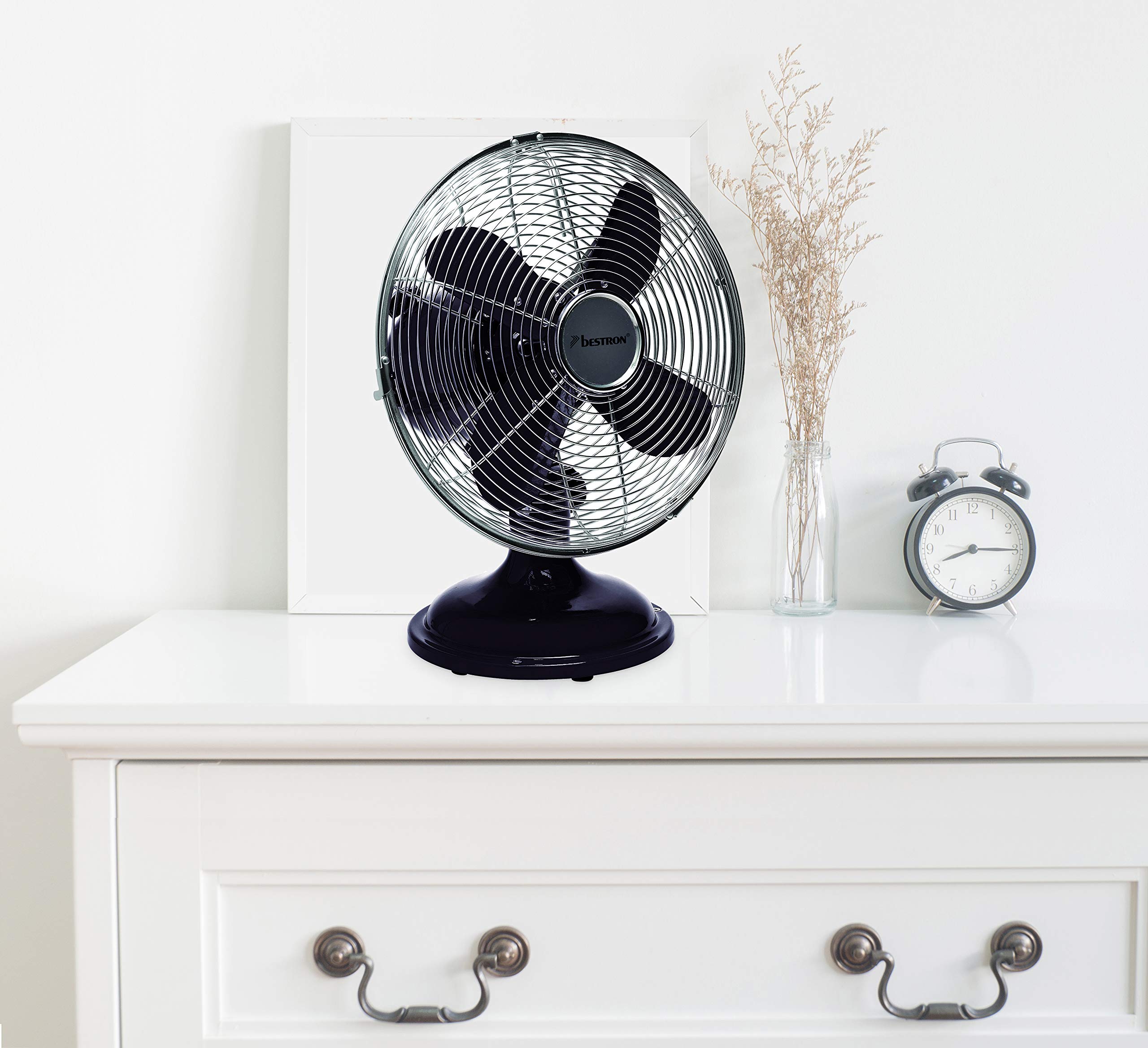 bestron-dft25z-ventilateur-de-table-r-tro-oscillant-30-cm-30-w-3-vitesses-noir image 3