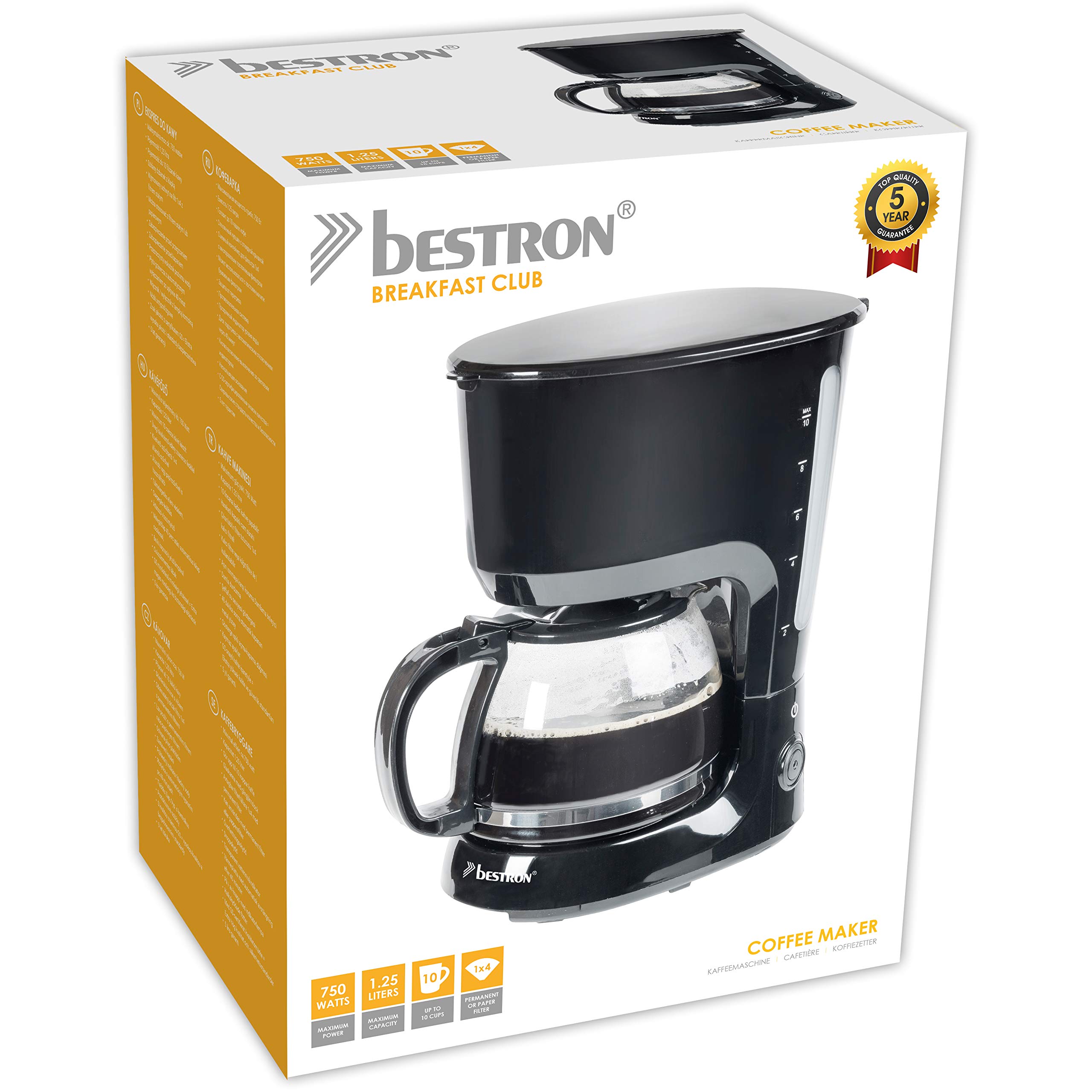 bestron-acm750t-cafeti-re-filtre-10-tasses-avec-plaque-chauffante-750-w-noir image 7