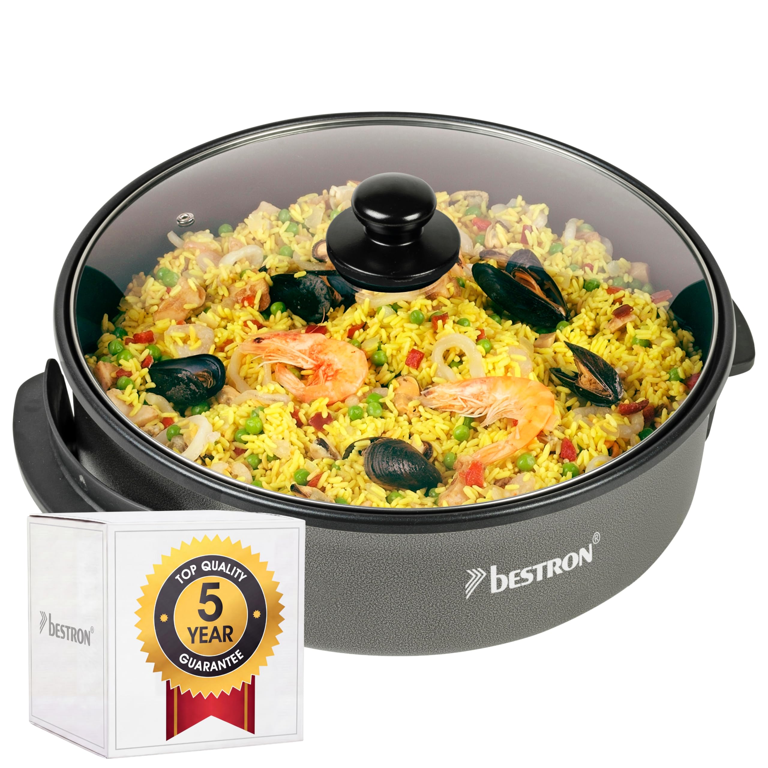 bestron-ahp1500z-po-le-lectrique-de-f-te-xl-32-cm-avec-couvercle-en-verre-rev-te image 8