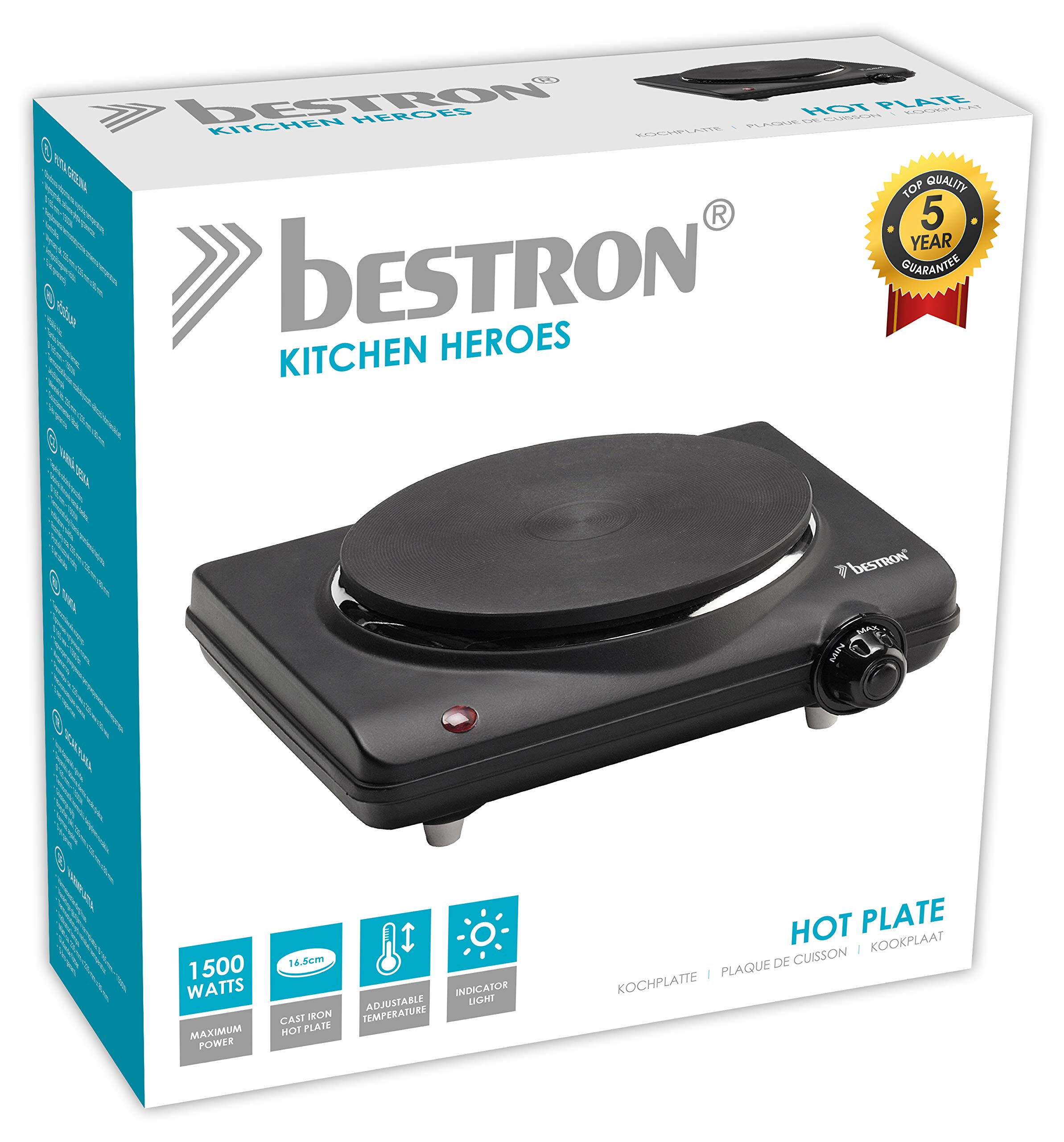 bestron-ahp112-plaque-de-cuisson-compacte-en-fonte-1500-w-16-5-cm-thermostat-aju image 3
