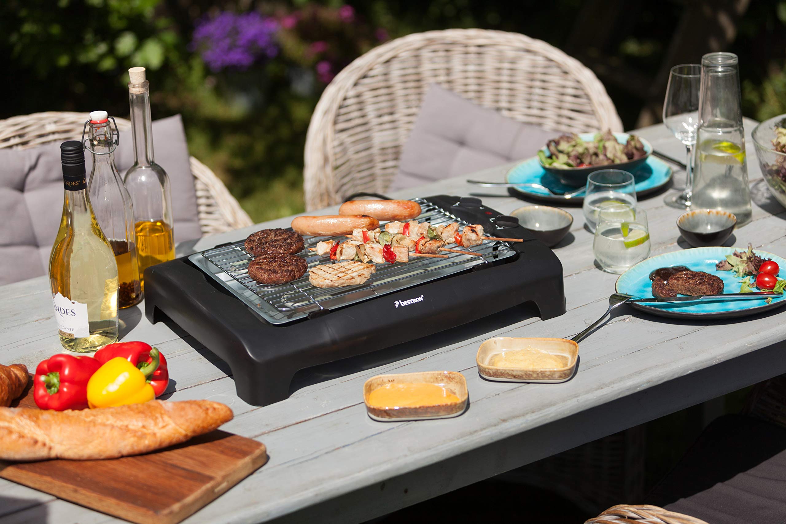 bestron-aja802t-barbecue-de-table-lectrique-2000-w-grille-36-x-28-cm-pieds-haute image 4