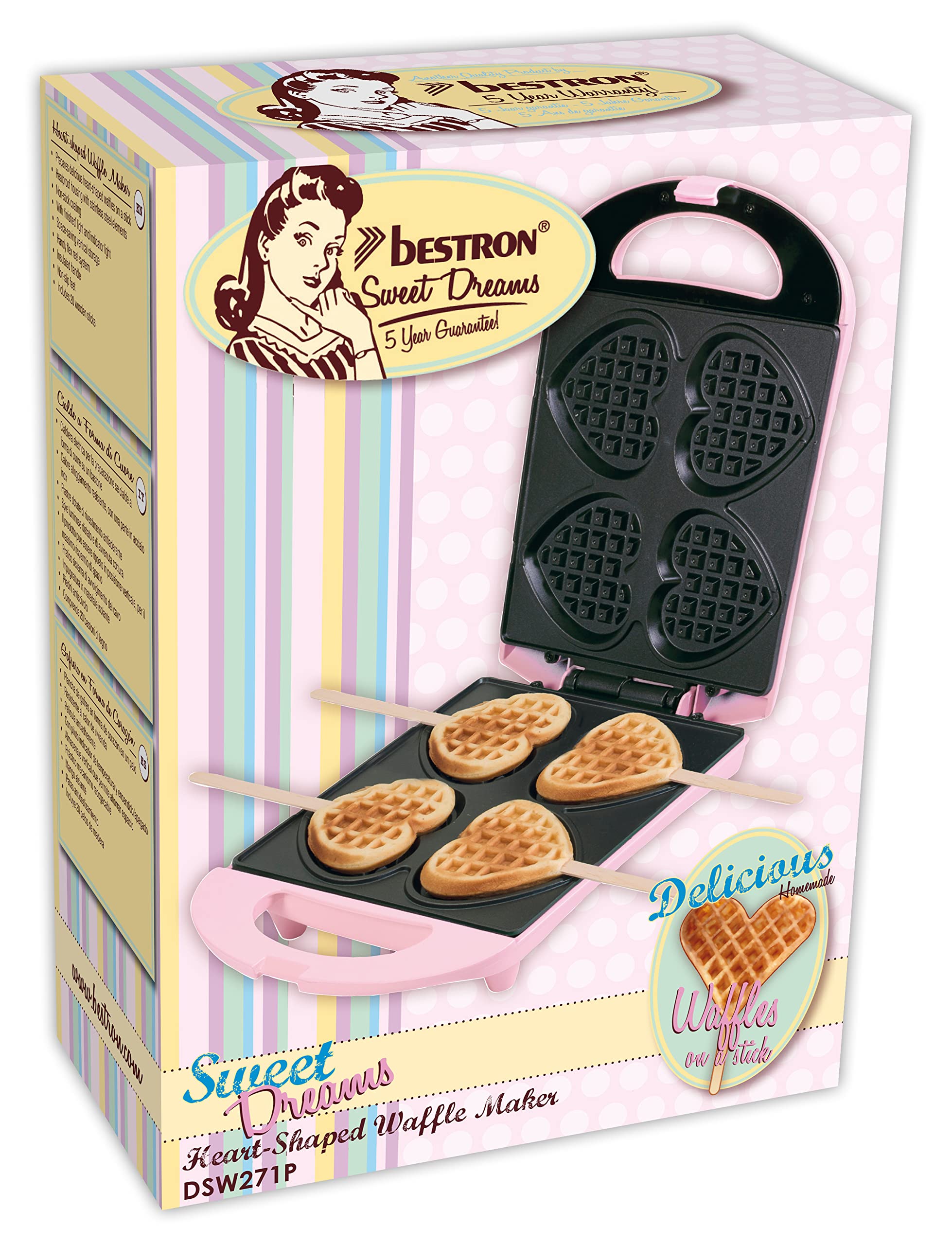 bestron-dsw271p-sweet-dreams-gaufrier-gaufres-c-ur-sur-b-tonnet-4-gaufrettes-r-t image 6