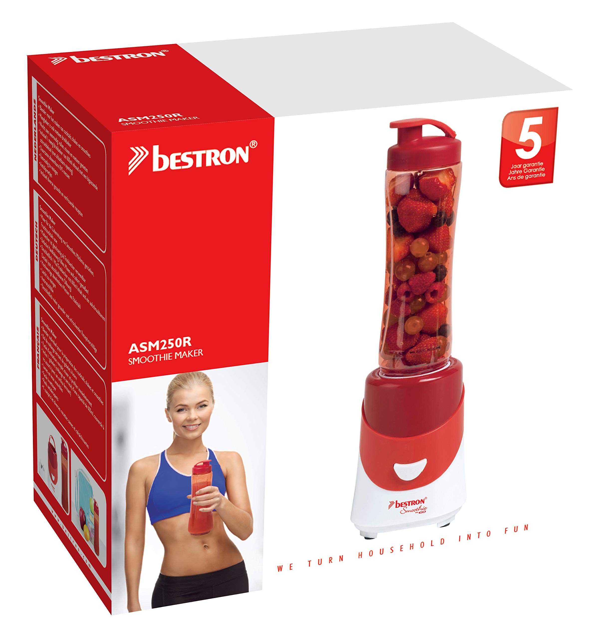bestron-asm250r-blender-smoothie-600-ml-300-w-avec-bol-m-langeur-gobelet-et-rece image 7