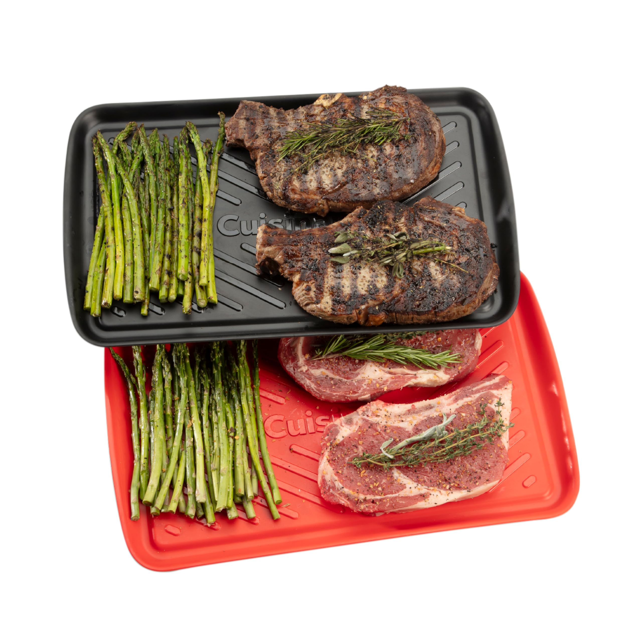 cuisinart-plateaux-bbq-en-m-lamine-lot-de-2-rouge-noir-46-x-37-cm-code-couleur-c image 1