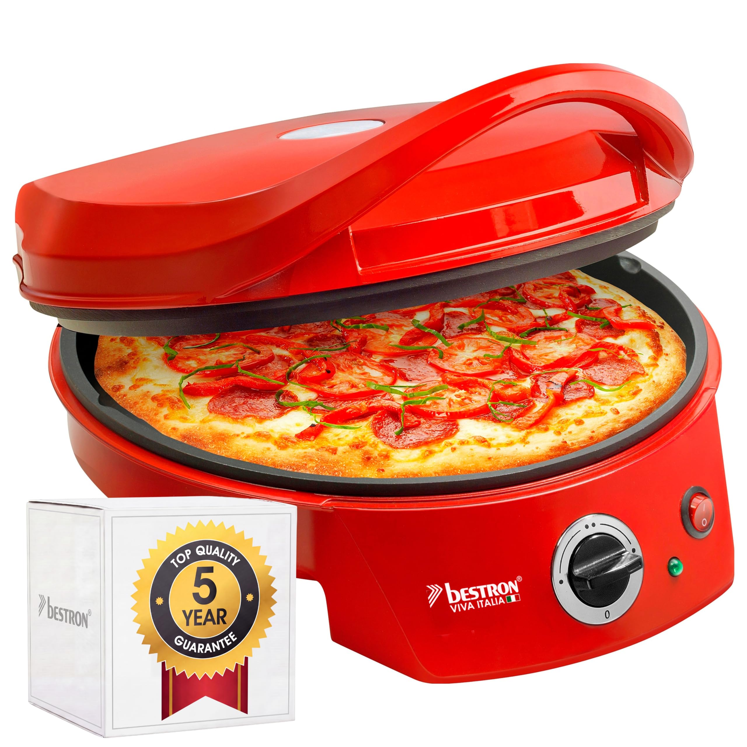 bestron-apz400-four-pizza-lectrique-rouge-plaque-en-pierre-chauffage-haut-bas-ju image 1