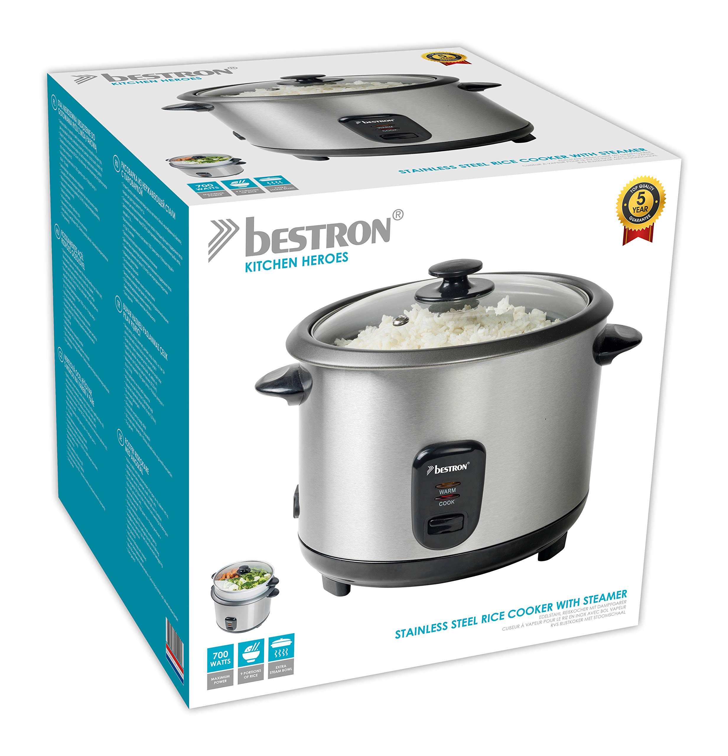 bestron-arc180-grand-cuiseur-riz-1-8-l-avec-panier-vapeur-et-maintien-au-chaud-7 image 7