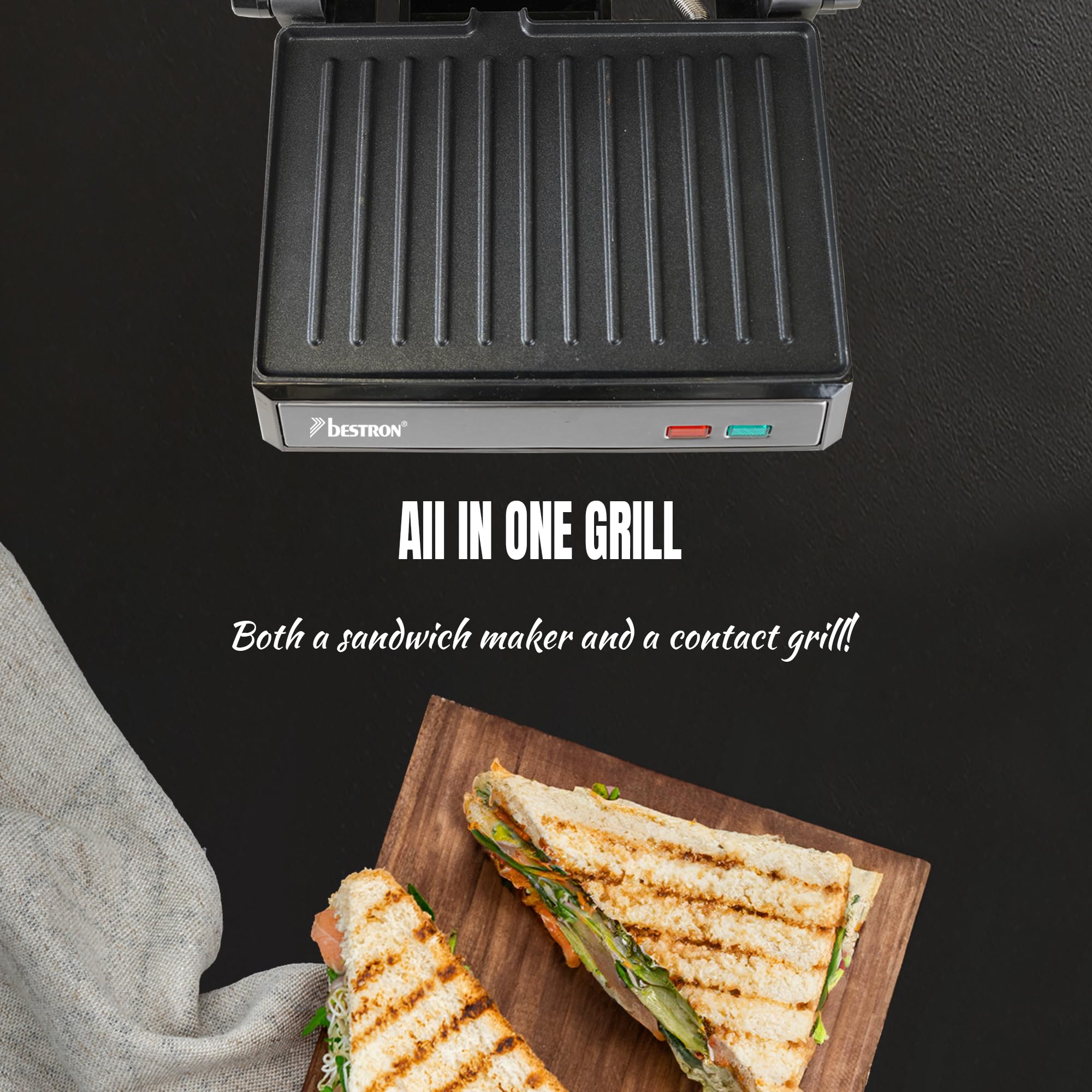 bestron-apm123z-grill-de-contact-panini-1000-w-plaques-rainur-es-22-5-x-14-cm-an image 4
