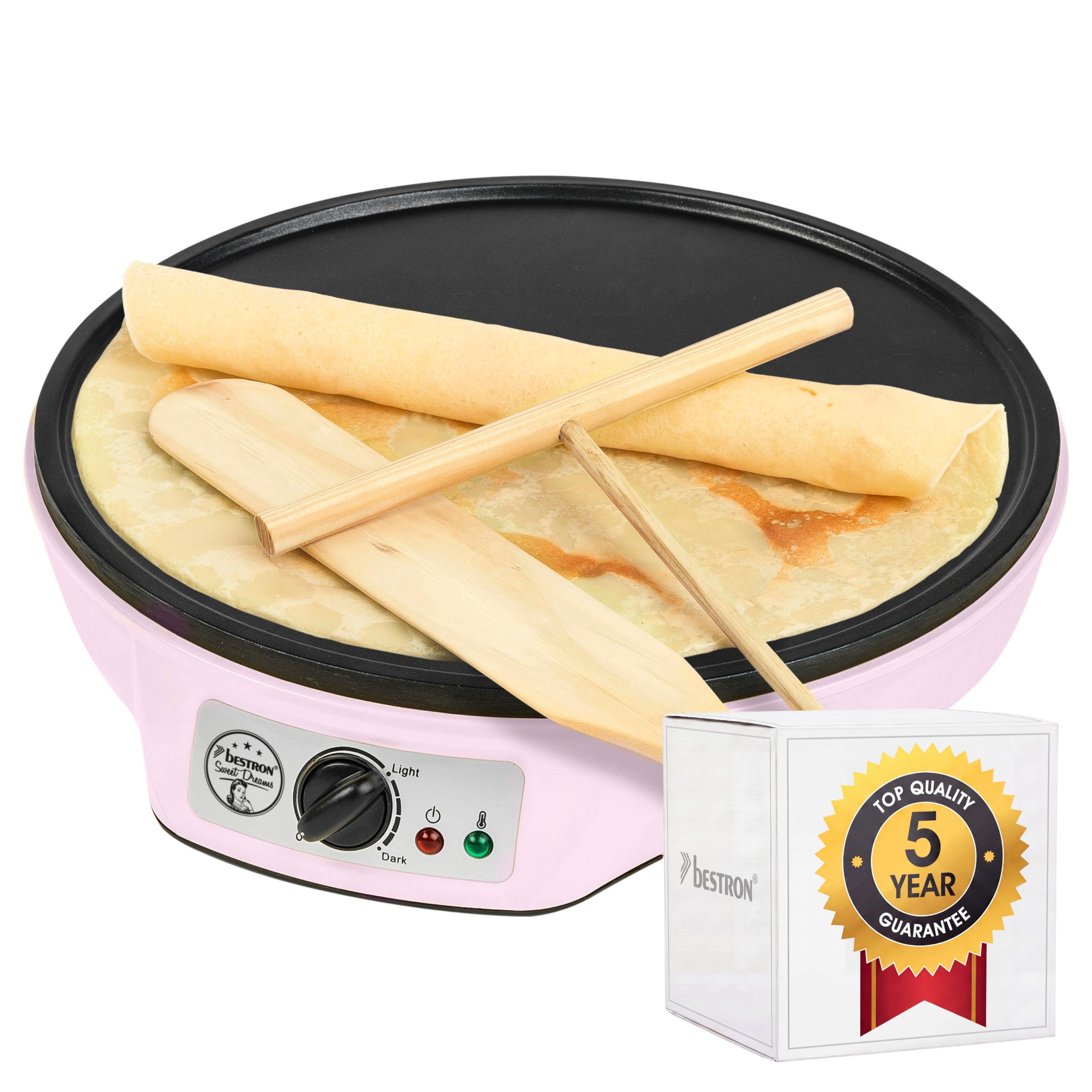 bestron-asw602-sweet-dreams-cr-pi-re-lectrique-r-tro-30-cm-1000-w-rev-tement-ant image 3