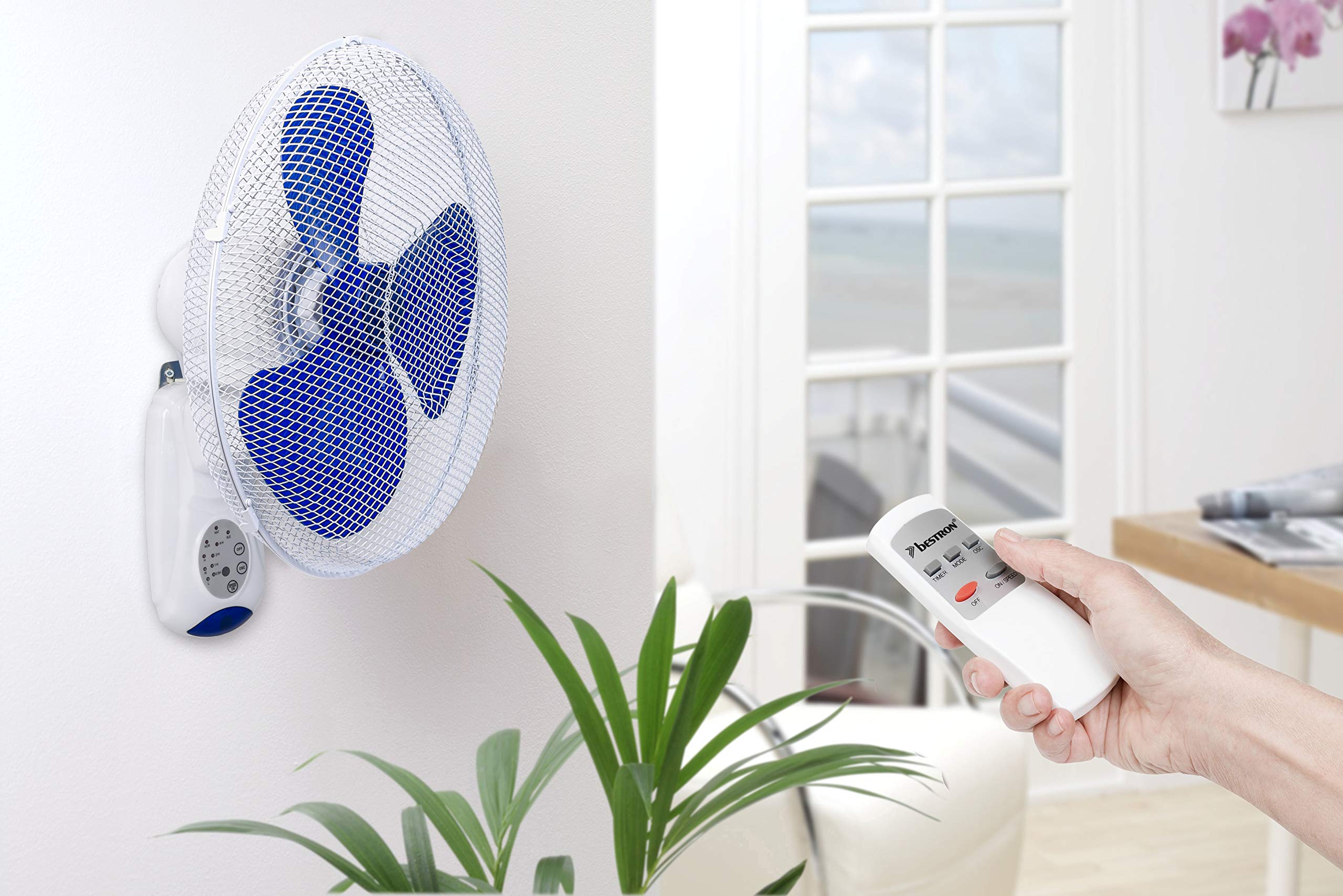 bestron-awf40rem-ventilateur-mural-avec-t-l-commande-minuterie-7-5-h-3-vitesses- image 3