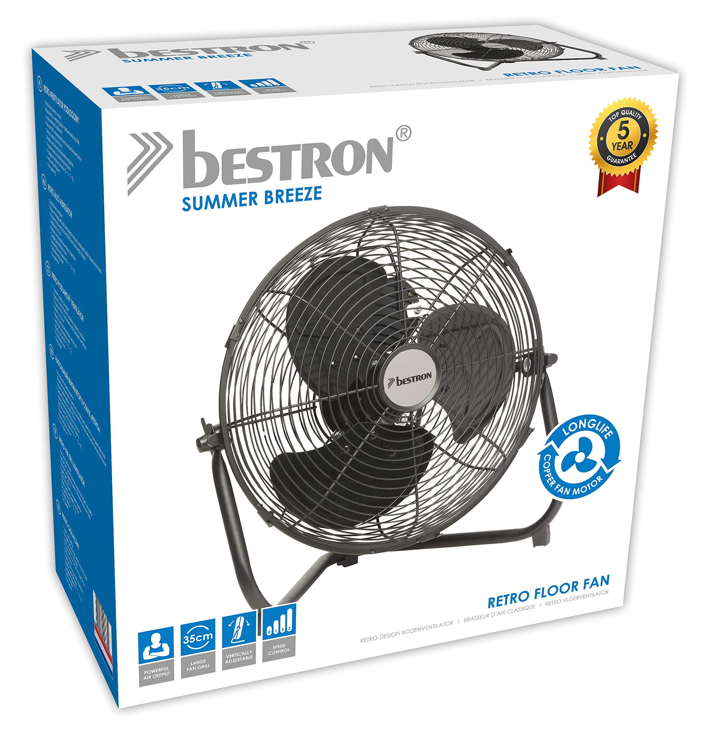 bestron-dfa30-ventilateur-de-sol-r-tro-noir-35-cm-3-vitesses-t-te-inclinable-mot image 4